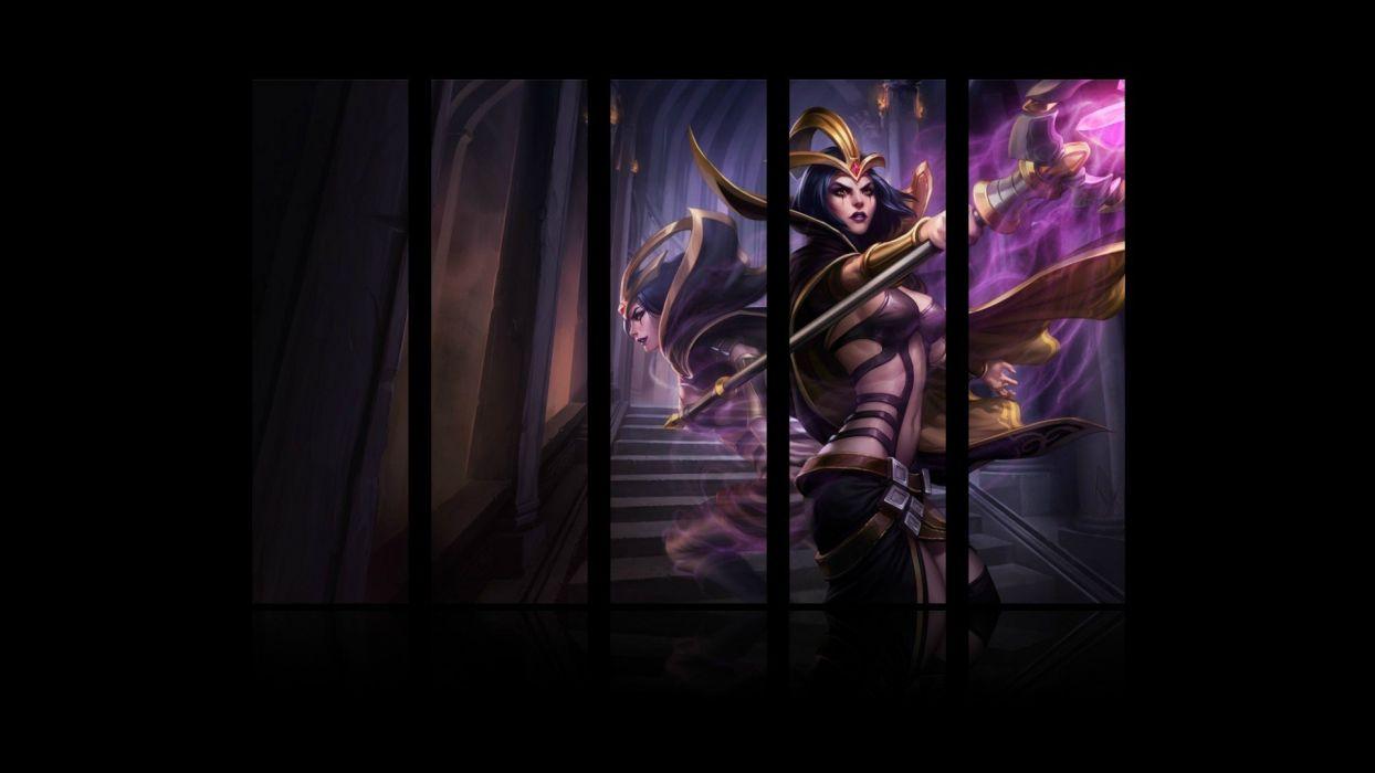 1244x700 Women video games League of Legends magic sorcerer panels staff LeBlanc game wallpaperx1080