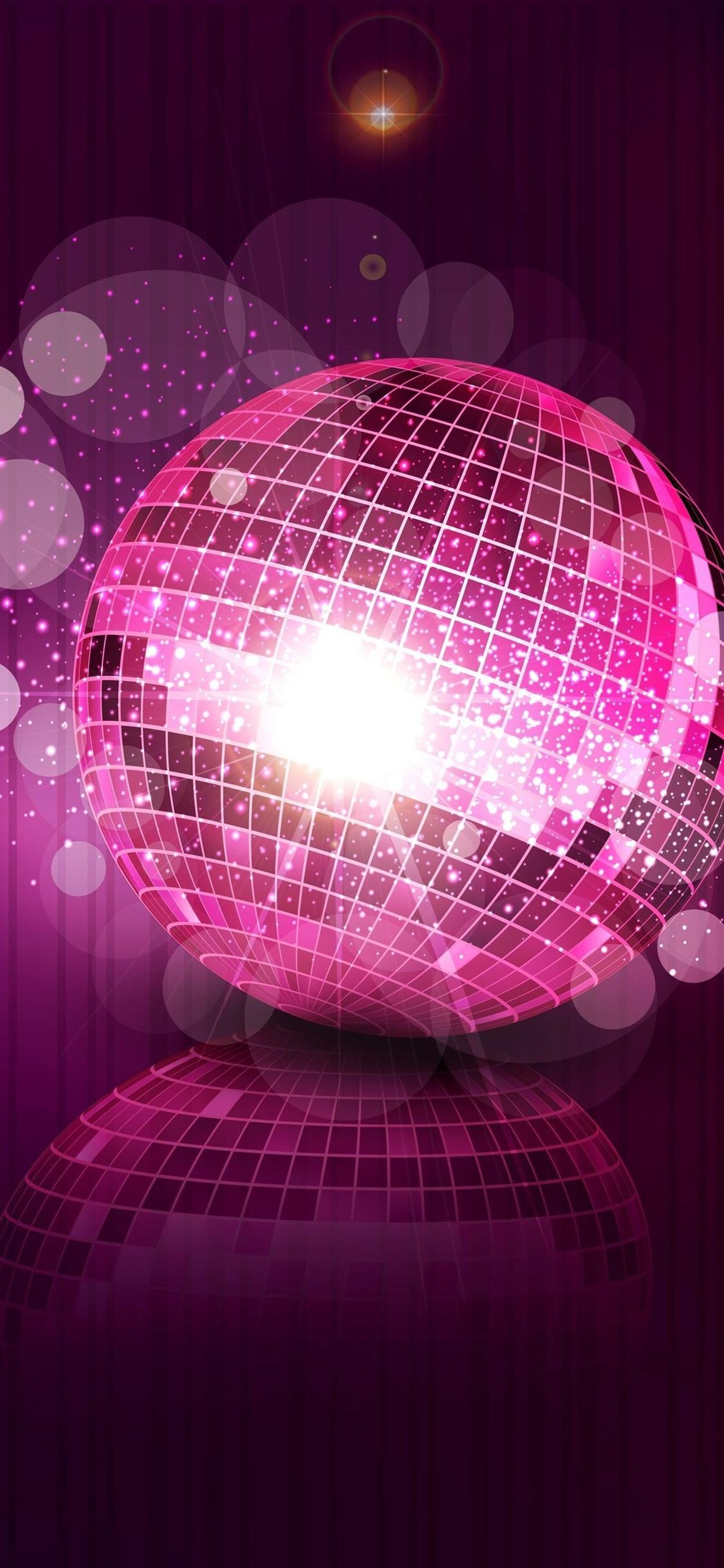 1125x2436 Wallpaper Disco ball, purple, sparks, sequins 2880x1800 HD Picture, Image