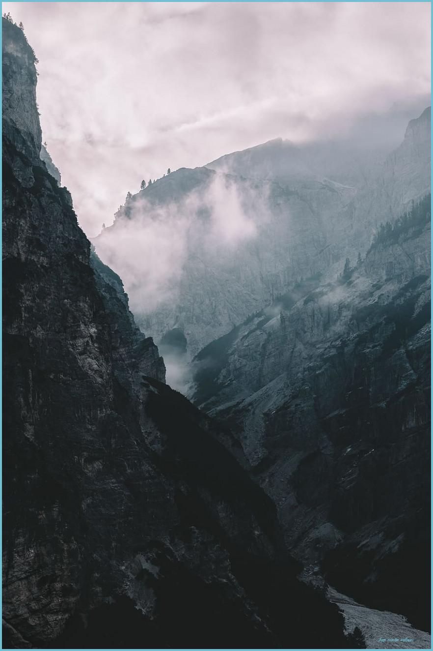 882x1324 HD Wallpaper: Black Foggy Mountain During Daytime, Autumn Mountain Wallpaper