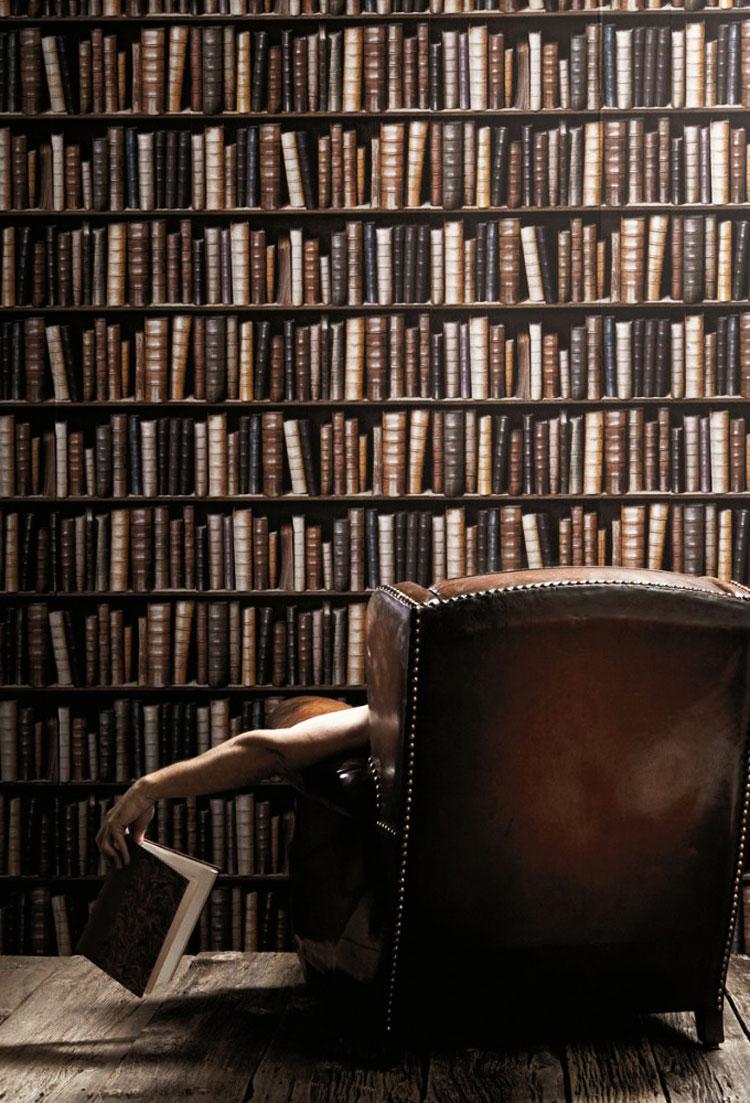 750x1103 Library Bookcase Wallpaper