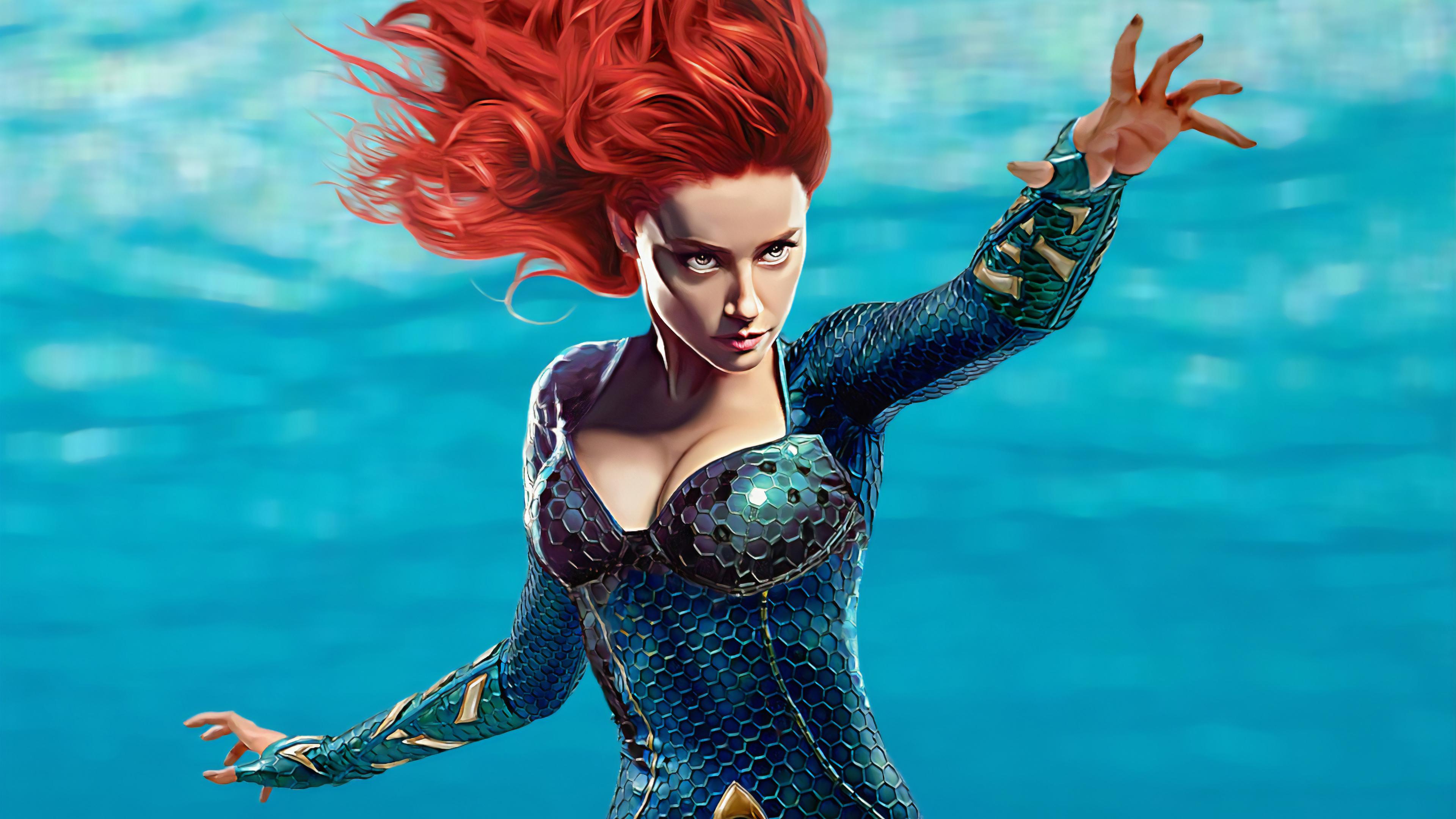 3840x2160 Wallpaper 4k Amber Heard As Mera 4k Art Wallpaper