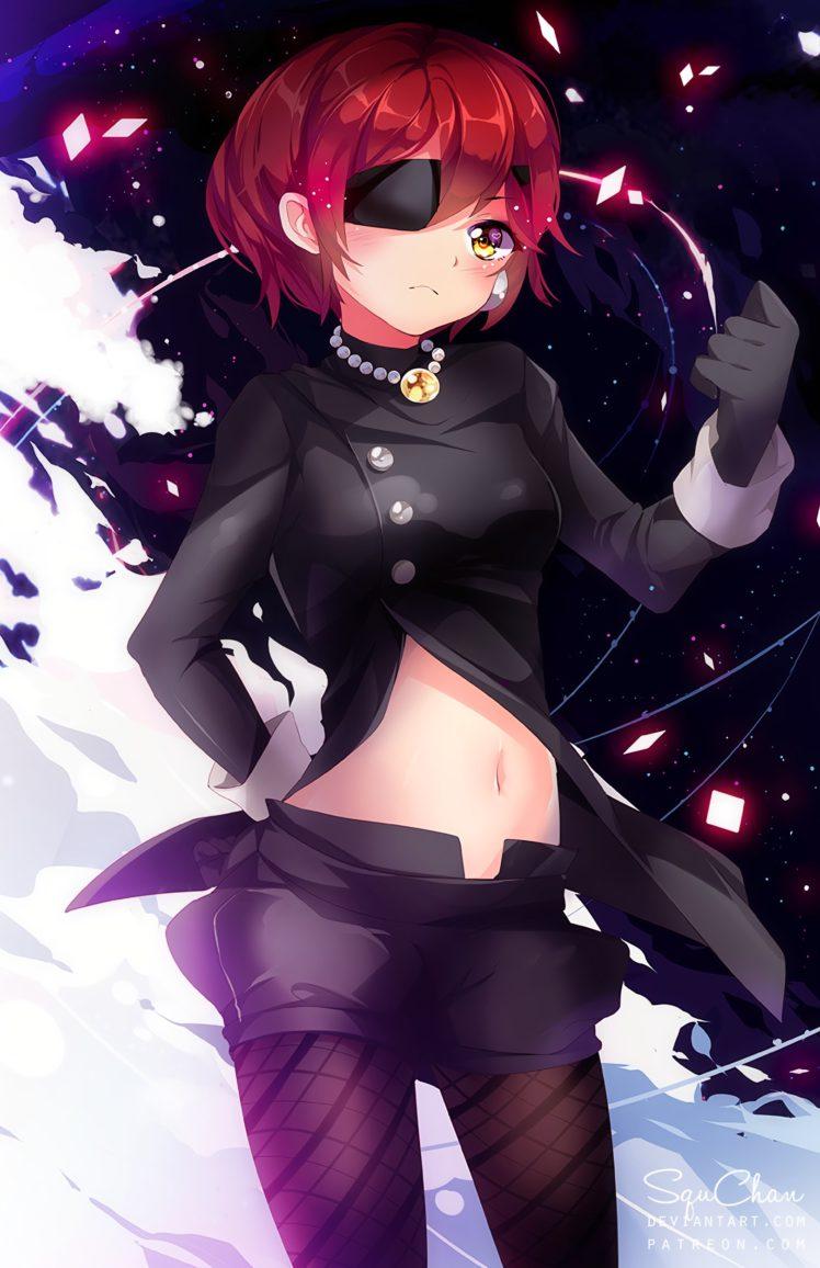 748x1156 short hair, Redhead, Anime, Anime girls, Yellow eyes, Shorts HD Wallpaper / Desktop and Mobile Image & Photo