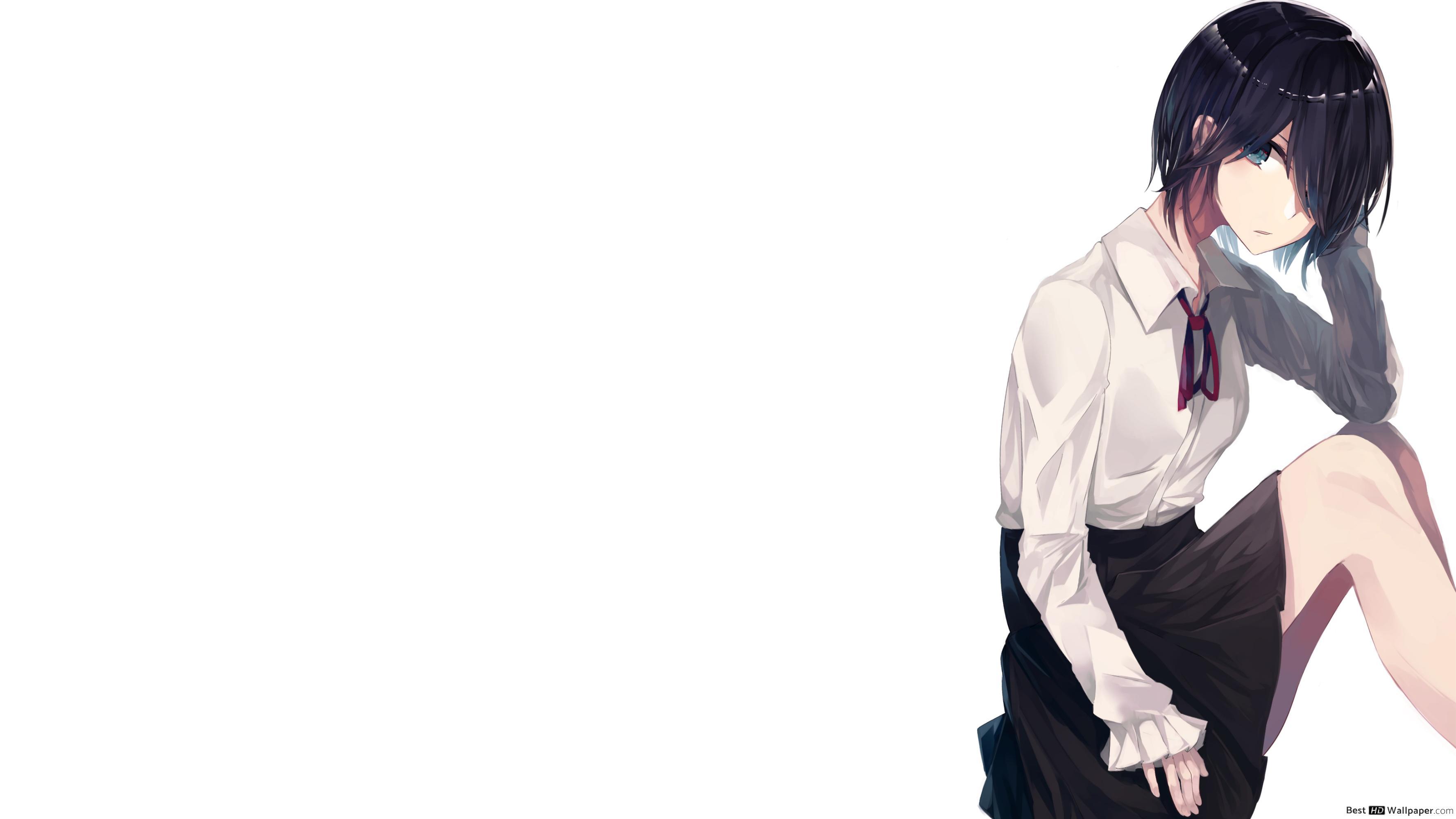 3554x1999 Short Haired Anime Girl HD Wallpaper
