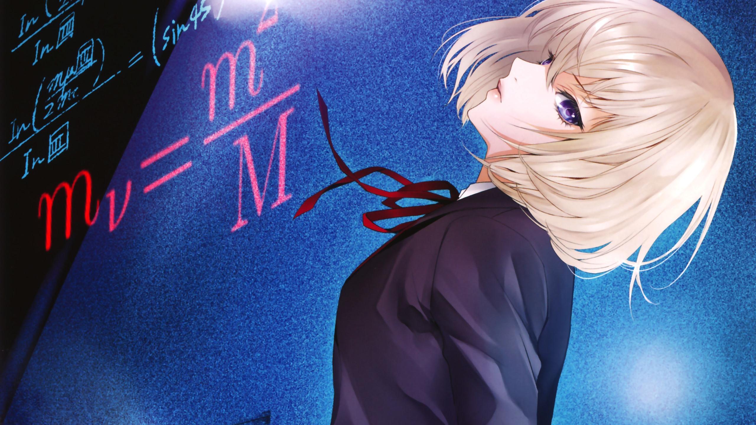2560x1440 Wallpaper Short hair anime girl, purple eyes 2560x1600 HD Picture, Image