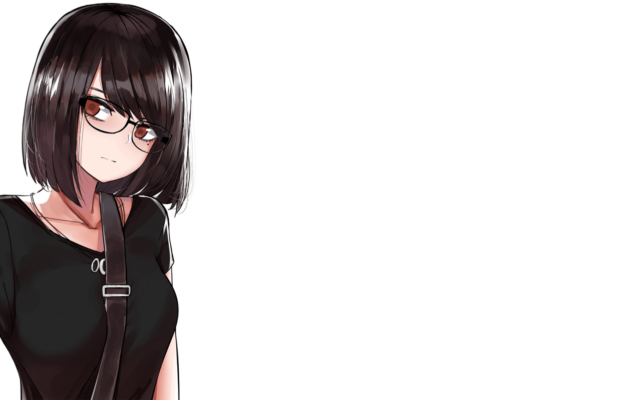 1280x800 Download 1280x800 Anime Girl, Black Short Hair, Meganekko, Shirt Wallpaper for Motorola Xoom, MacBook Pro 13