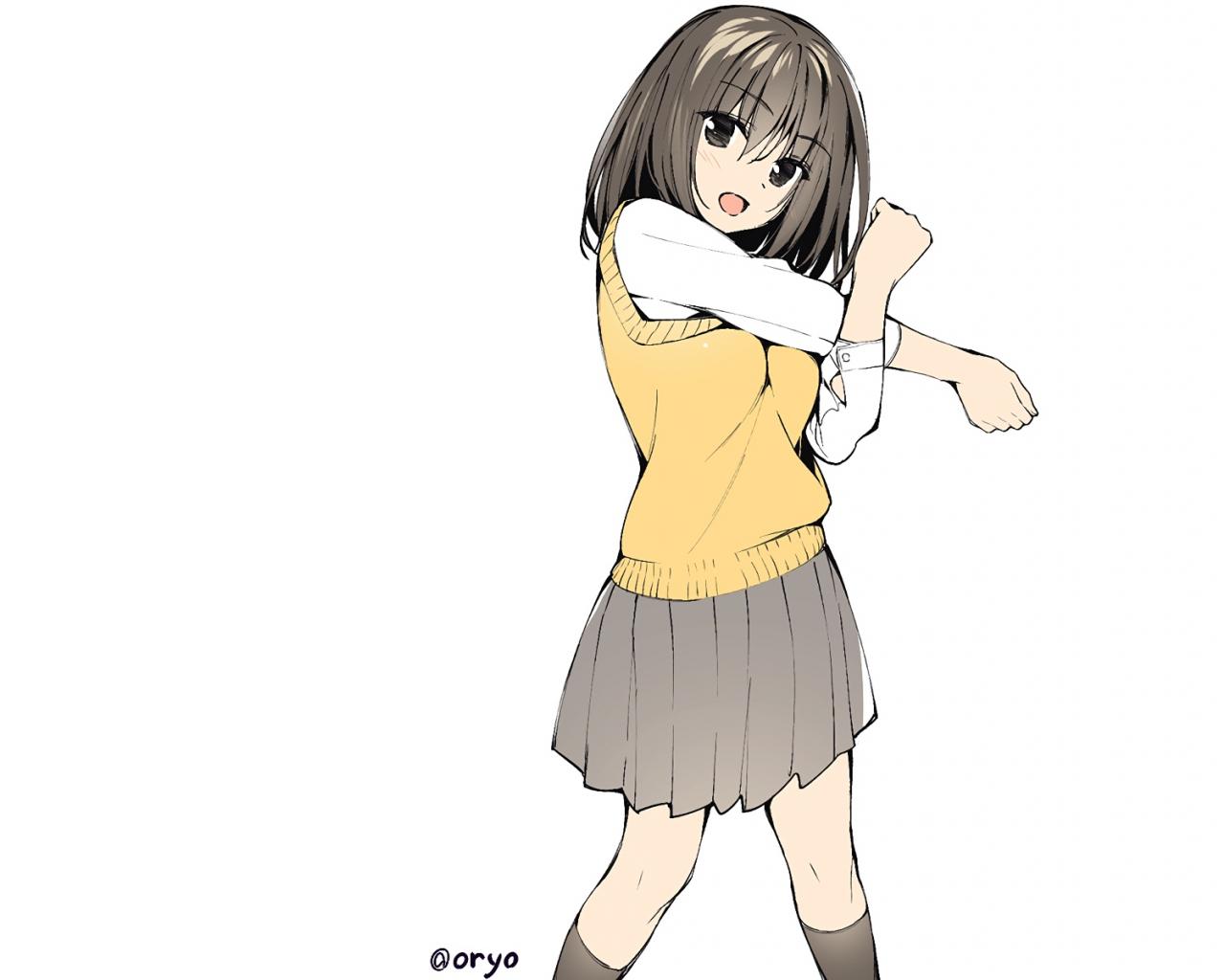 1280x1024 Desktop Wallpaper Cute, Anime Girl, School Dress, Short Hair, Original, HD Image, Picture, Background, B3c92c