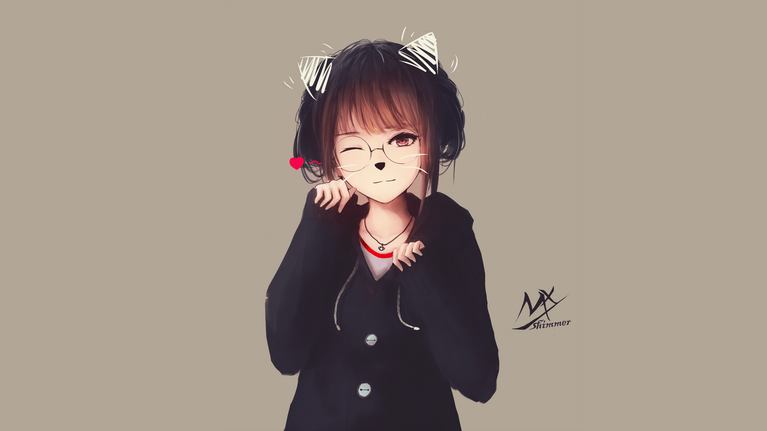 2560x1440 30++ Anime Girl With Short Black Hair Wallpaper