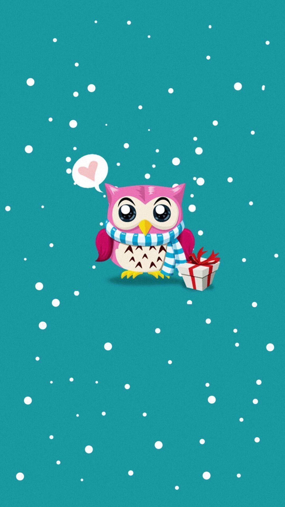 1080x1920 Christmas owl Wallpaper