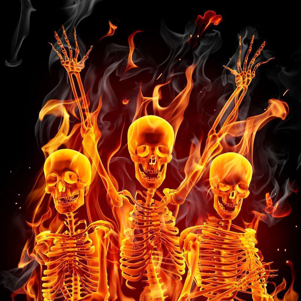 1024x1024 Burning Skull Wallpaper