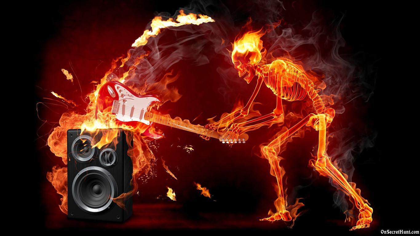 1366x768 Skull fire wallpaper