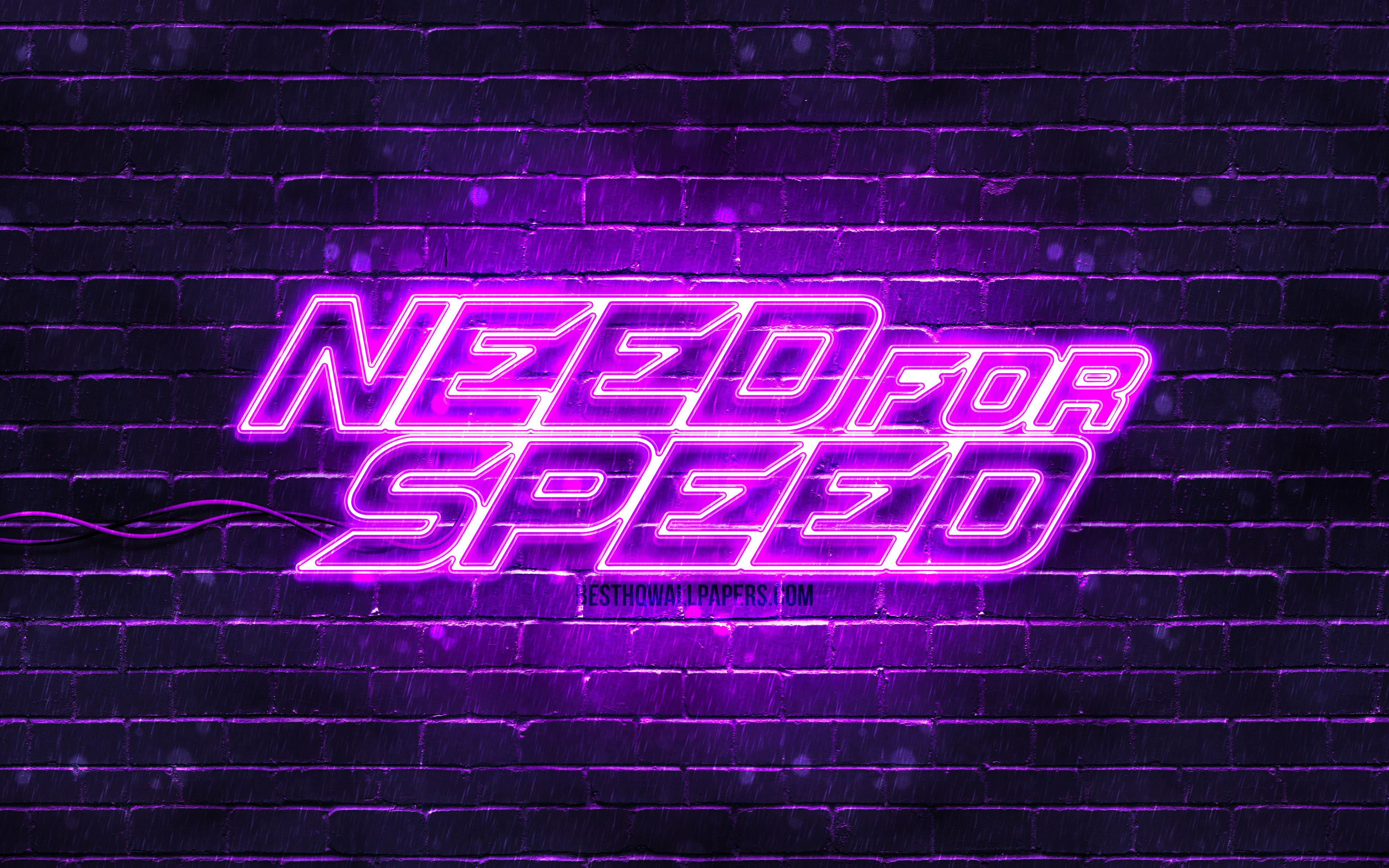 3840x2400 Download wallpaper Need for Speed violet logo, 4k, violet brickwall, NFS, 2020 games, Need for Speed logo, NFS neon logo, Need for Speed for desktop with resolution 3840x2400. High Quality HD picture