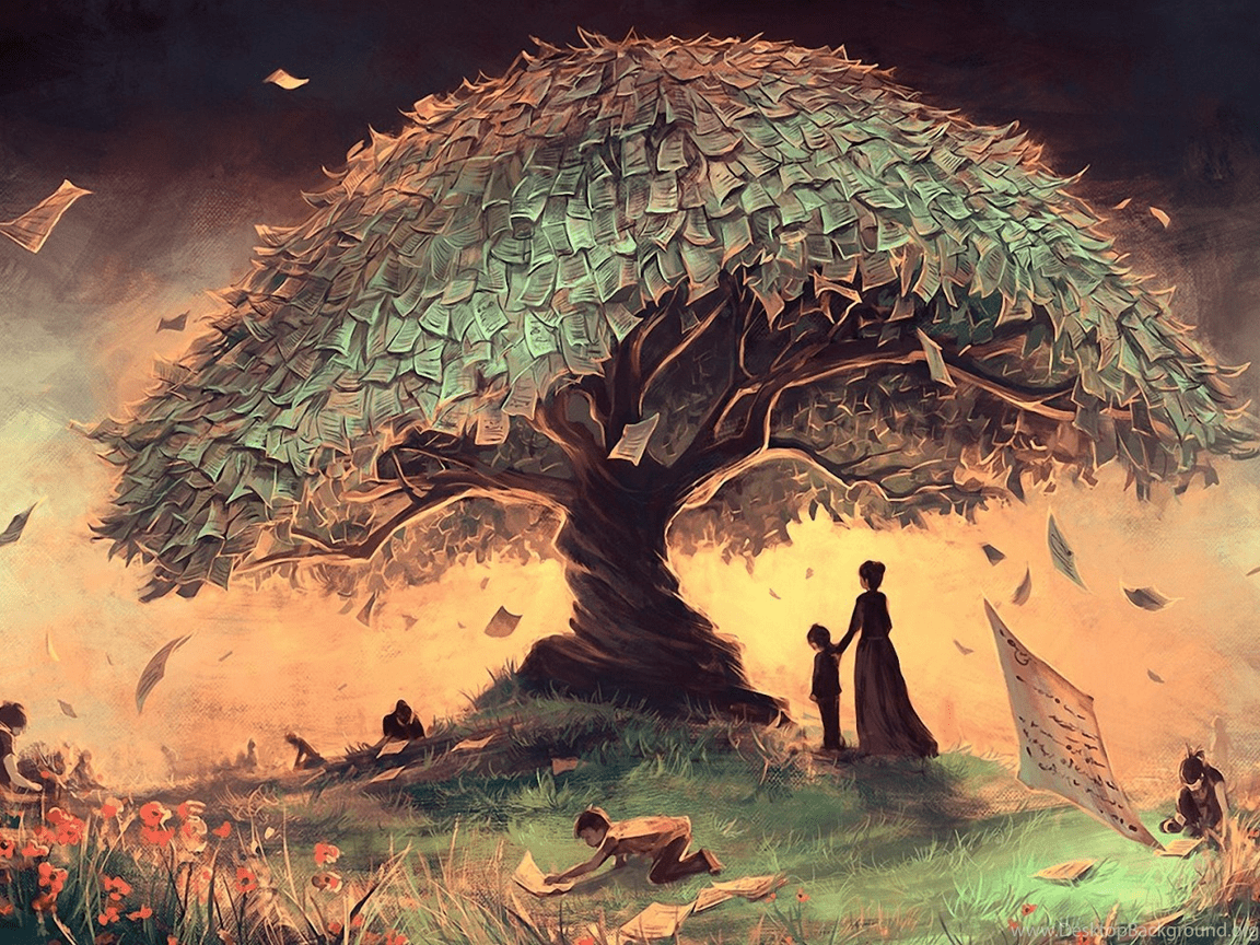 1152x864 Fantasy Money Tree Landscape Children Art HD Wallpaper Desktop Background