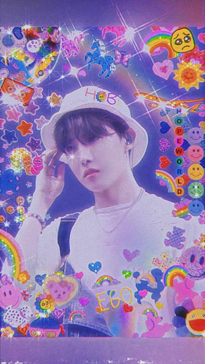 720x1280 Hoseok Rainbow Aesthetic 90's Edit. Jhope Bts Wallpaper, Rainbow Art, Aesthetic J Hope