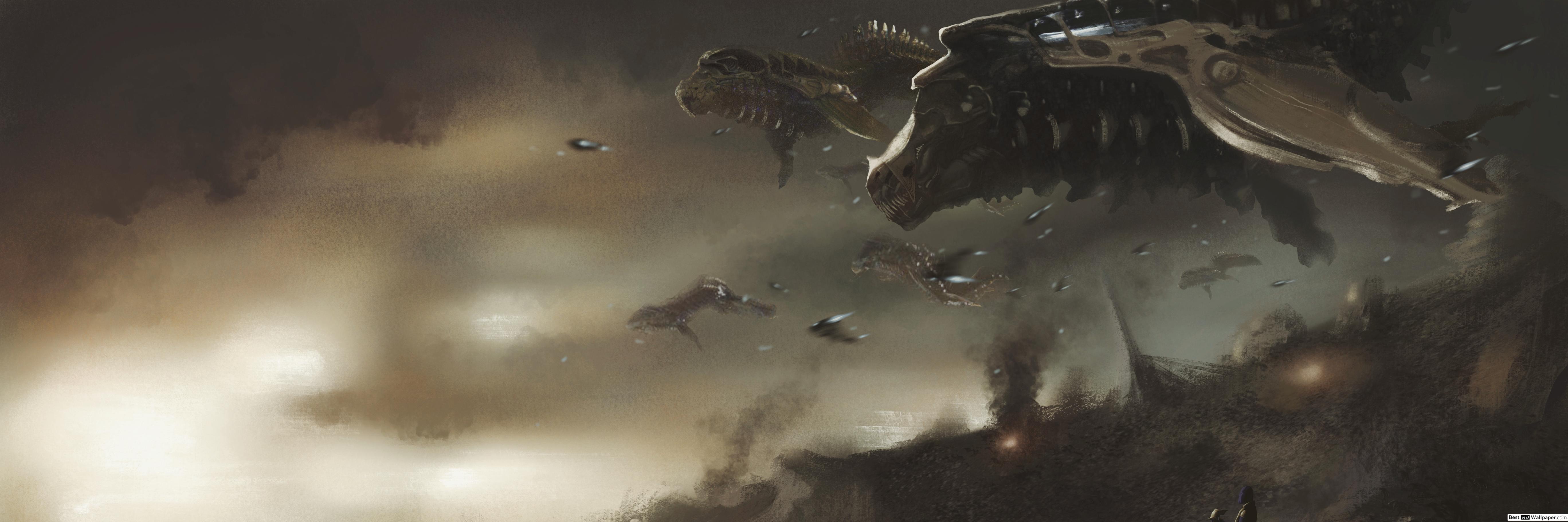 5472x1824 4K wallpaper: Captain America Vs Thanos Army HD Wallpaper