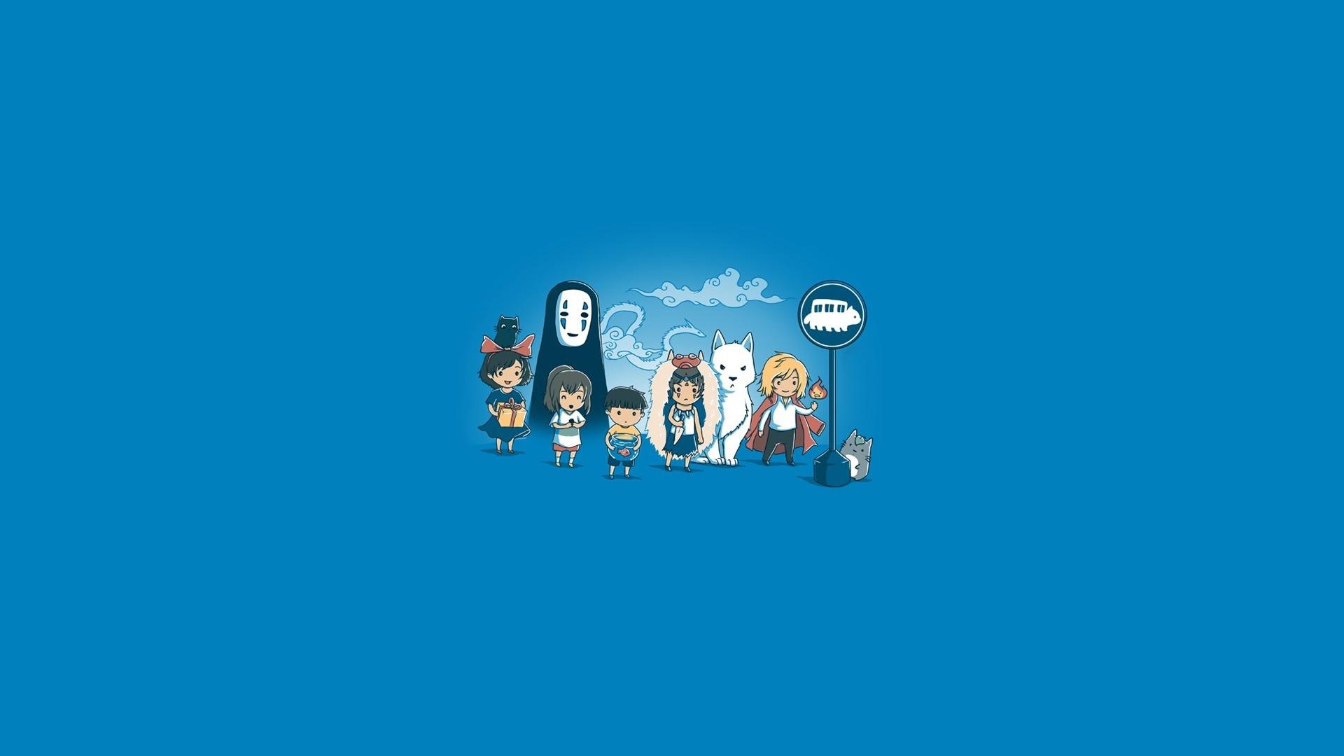 1920x1080 Studio Ghibli, My Neighbor Totoro, Totoro, Howls Moving Castle, Castle In The Sky, Princess Mononoke, Simple Background, Minimalism, Ponyo, Spirited Away, Chihiro, Kikis Delivery Service Wallpaper HD / Desktop and Mobile Background