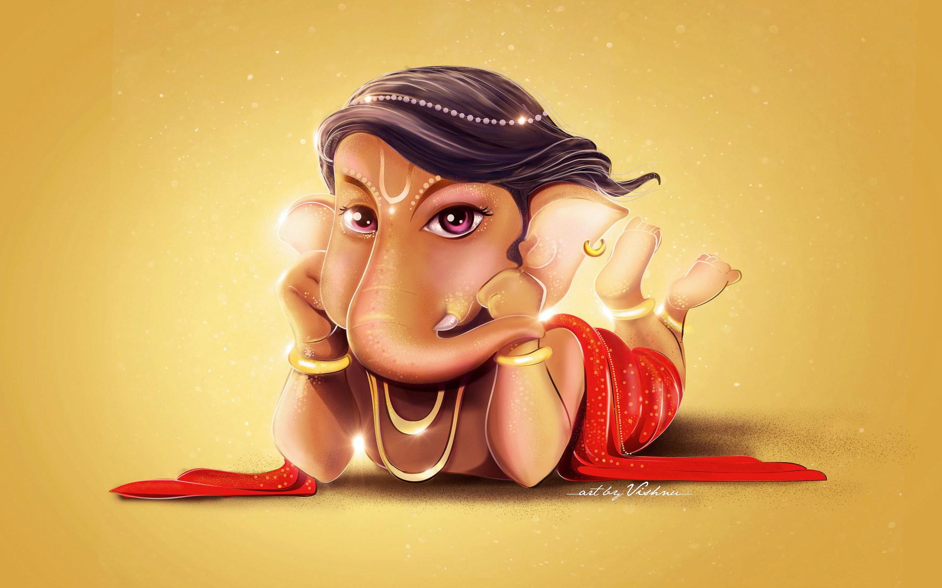 1920x1200 Wallpaper Lord Ganesha, Cute, Digital Art, Hd, 4k, Ganesh • Wallpaper For You HD Wallpaper For Desktop & Mobile