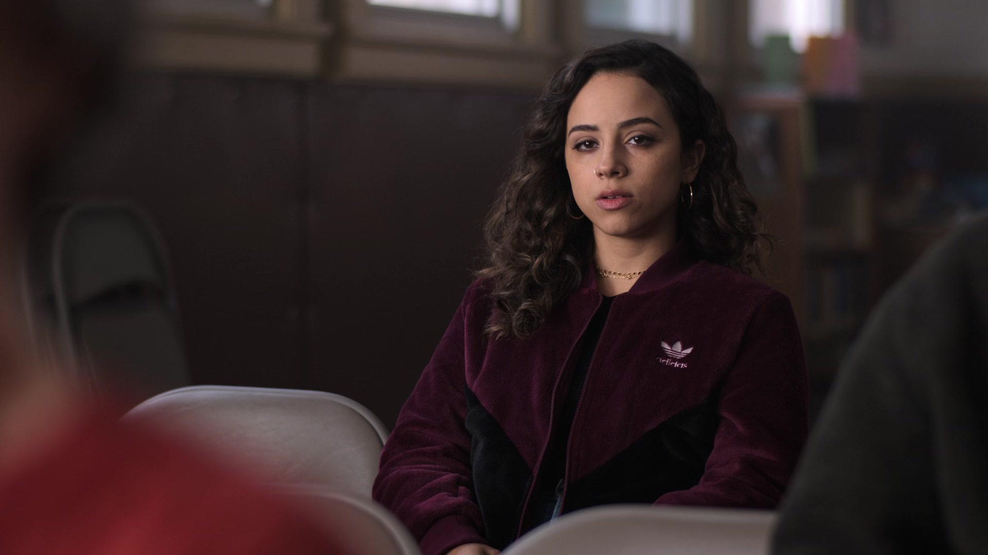 1920x1080 Adidas Purple Bomber Jacket Worn By Kiana Madeira In Trinkets Episode Night Market (2019)