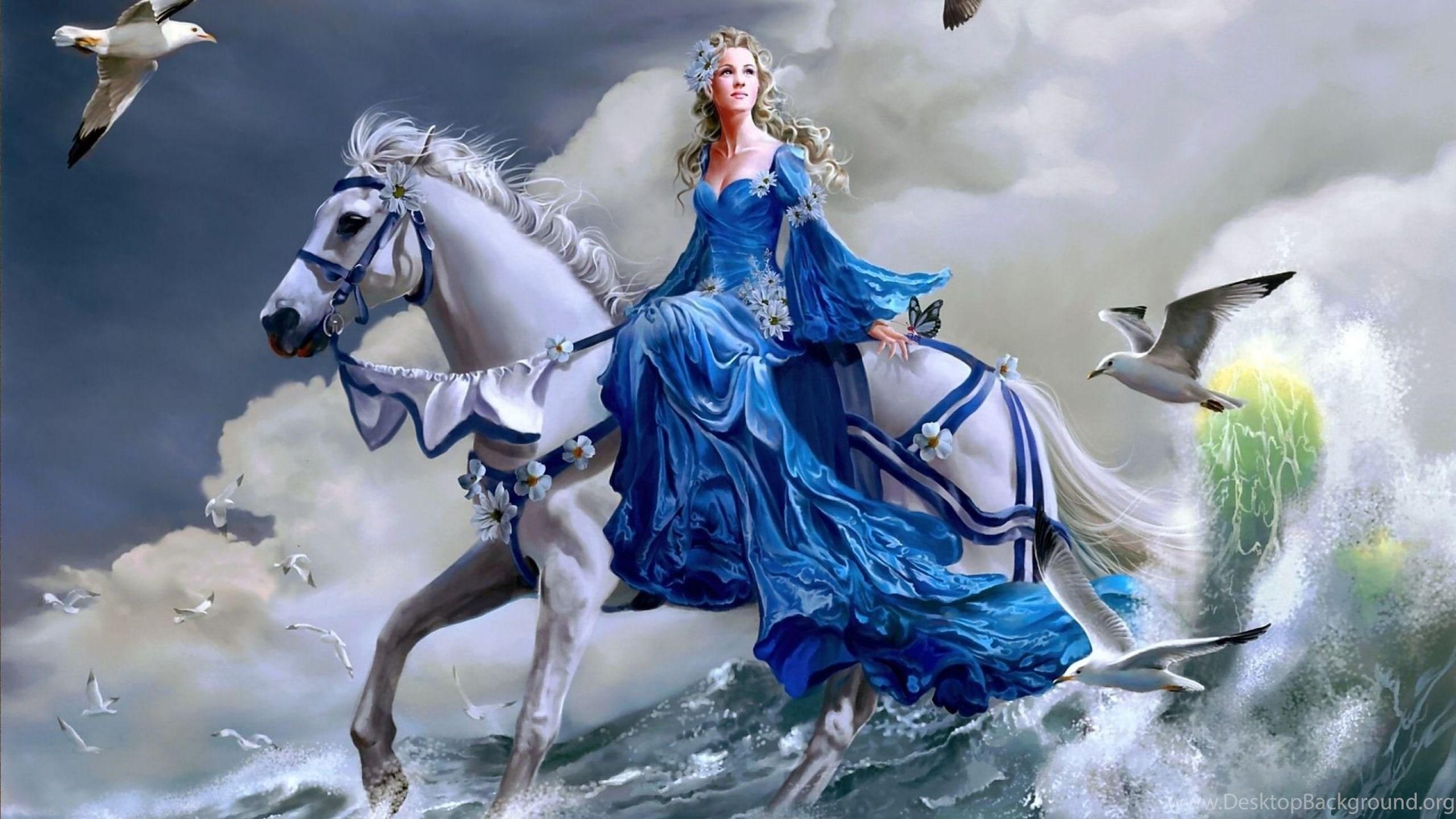 2560x1440 Girl Riding A Horse On Water 2560x1440 Fantasy Wallpaper 28685. Desktop Background