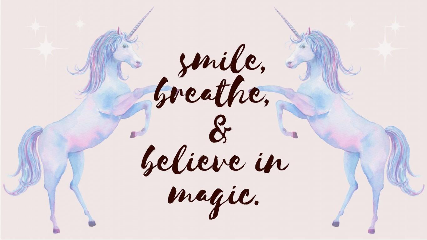 1366x768 White Pink Horn Unicorns With Words HD Unicorn Wallpaper