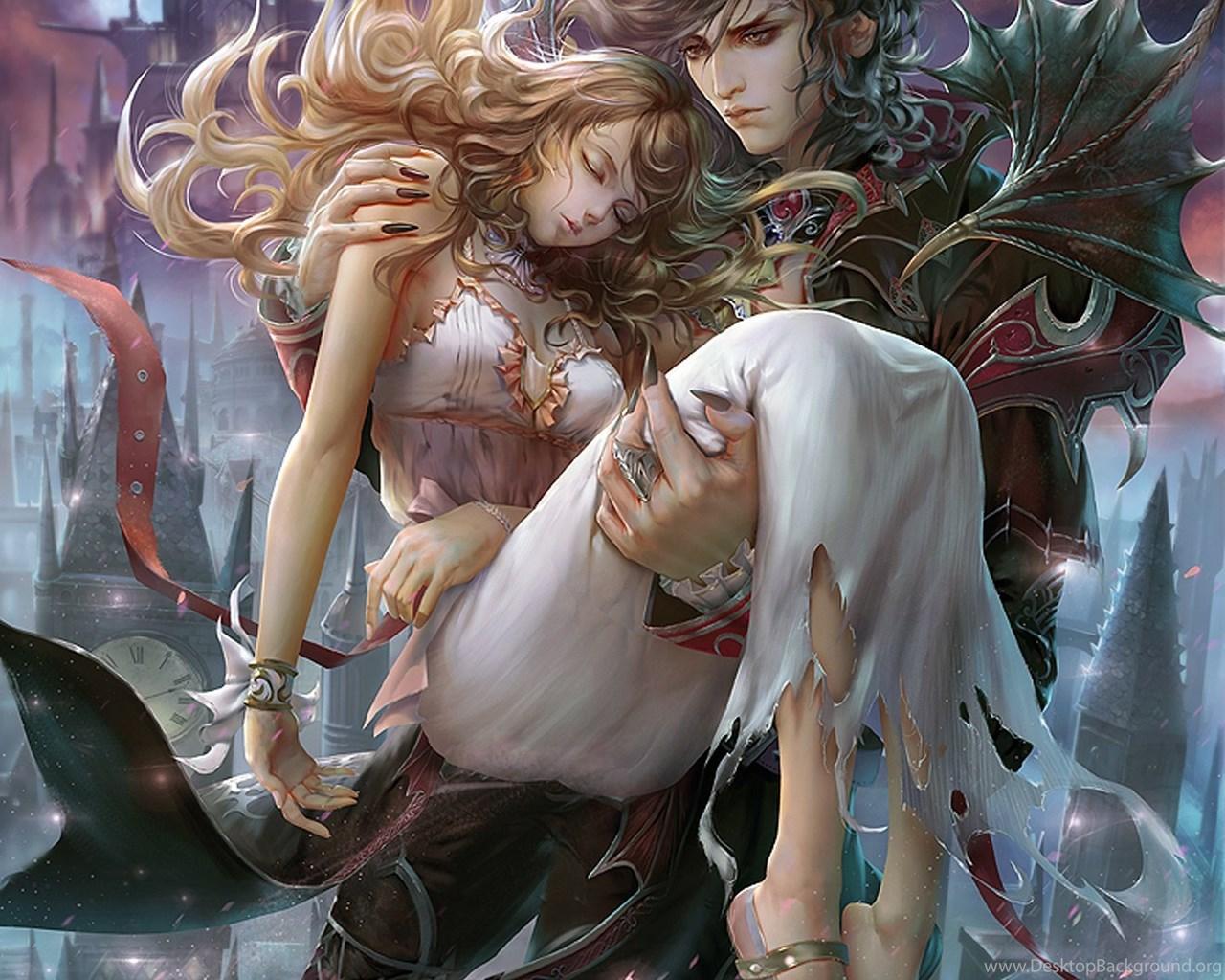 1280x1024 Love Couple Angel Devil Beautiful Girl Boy Game Wallpaper. Desktop Background