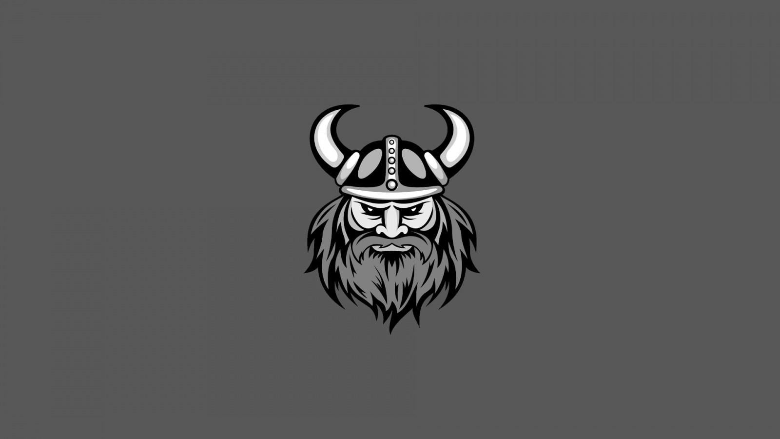 1600x900 drawing, illustration, minimalism, logo, Vikings, cartoon, vector, sketch. Mocah HD Wallpaper