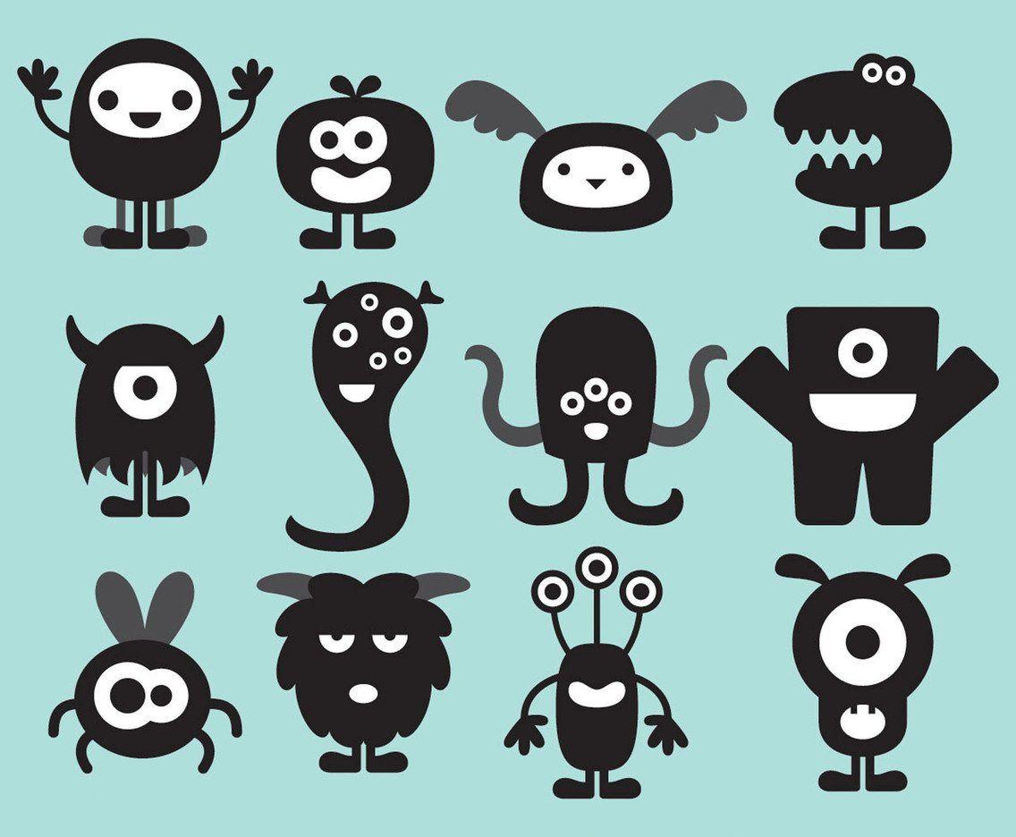 1136x936 Cute Monster Silhouettes Vector Art Graphics Awesome wallpaper ideas for everyone #vectorart #wallpaper #digit. Vector art, Silhouette vector, Cute monsters