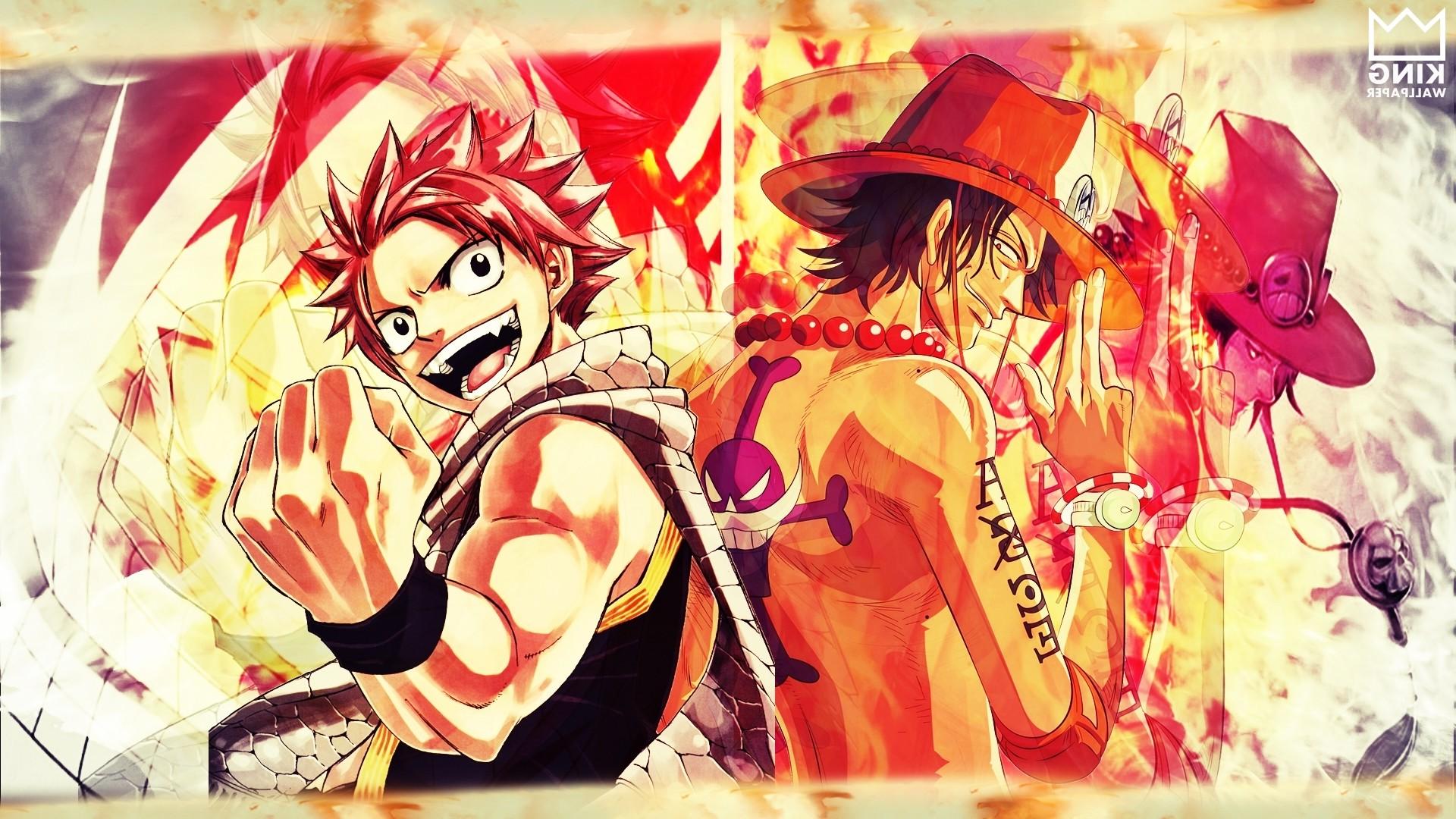1920x1080 One Piece, Fairy Tail, Portgas D. Ace, Dragneel Natsu, Fire, Anime, Anime Boys Wallpaper HD / Desktop and Mobile Background
