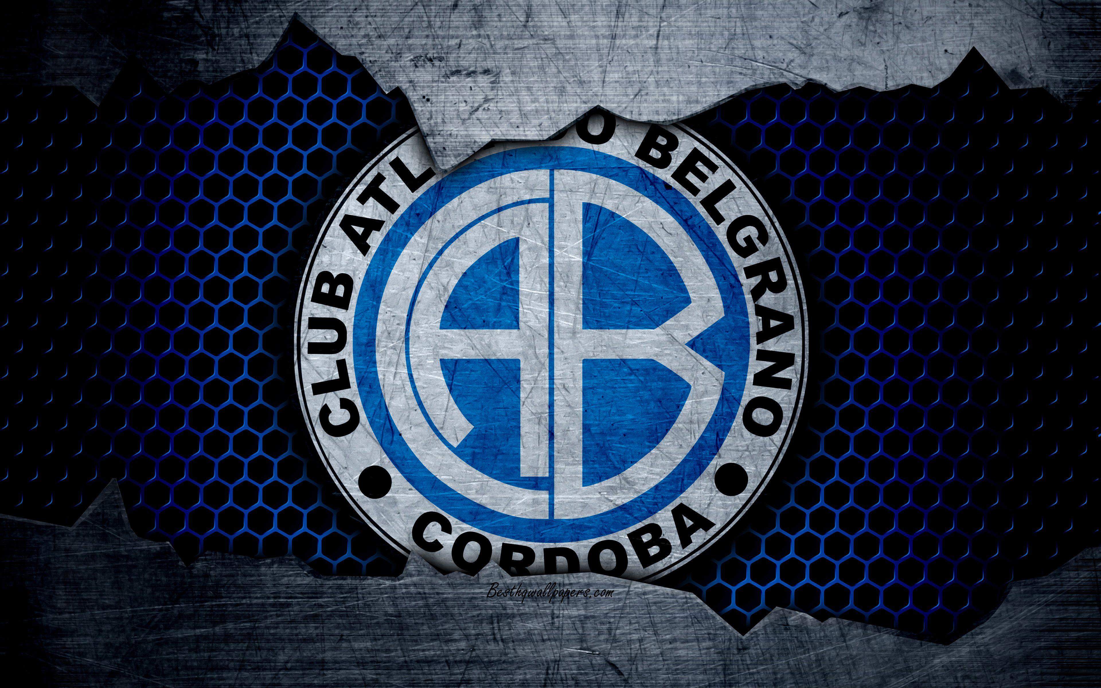 3840x2400 Download wallpaper Belgrano, 4k, Superliga, logo, grunge, Argentina