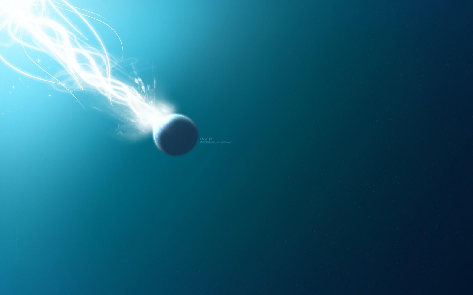1600x1000 sunlight, planet, minimalism, blue background, space art, blue, underwater, lens flare, biology, streaks, light, wave, screenshot, computer wallpaper, atmosphere of earth, outer space. Mocah HD Wallpaper