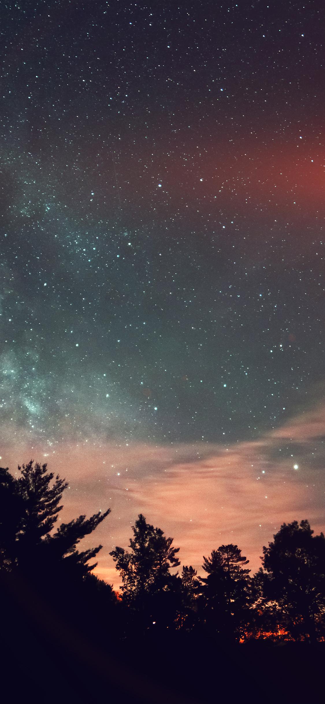 1125x2436 Sky Night Star Dark Mountain Cloud Flare Wallpaper