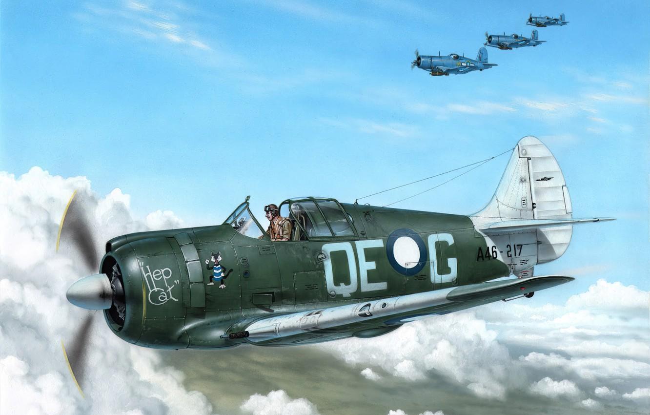 1332x850 Wallpaper fighter, aircraft, art, airplane, aviation, ww Boomerang image for desktop, section авиация