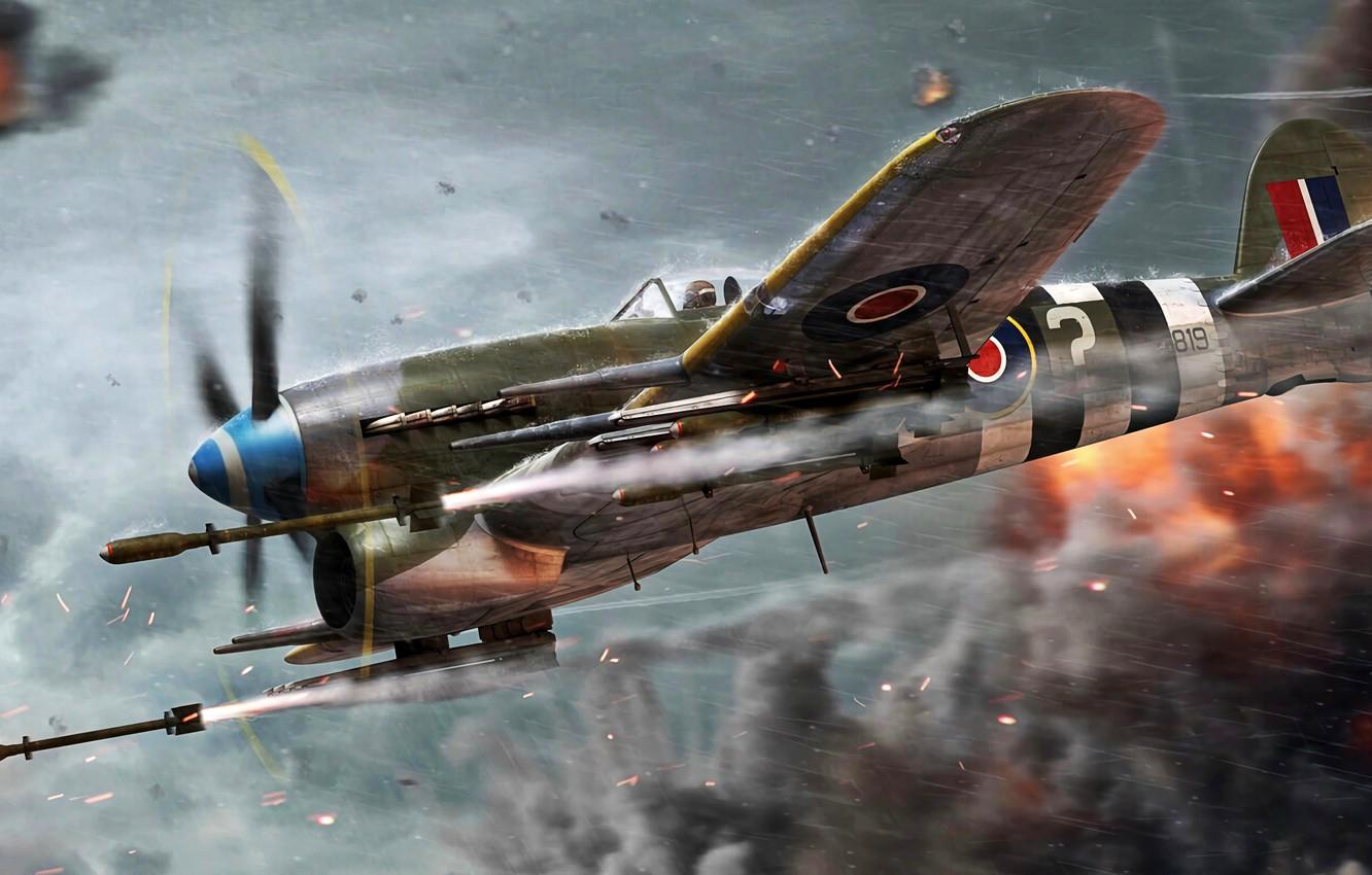 1332x850 Photo Wallpaper Raf, Typhoon, Hawker Typhoon Mk Aviation Art Hawker Typhoon Artworks