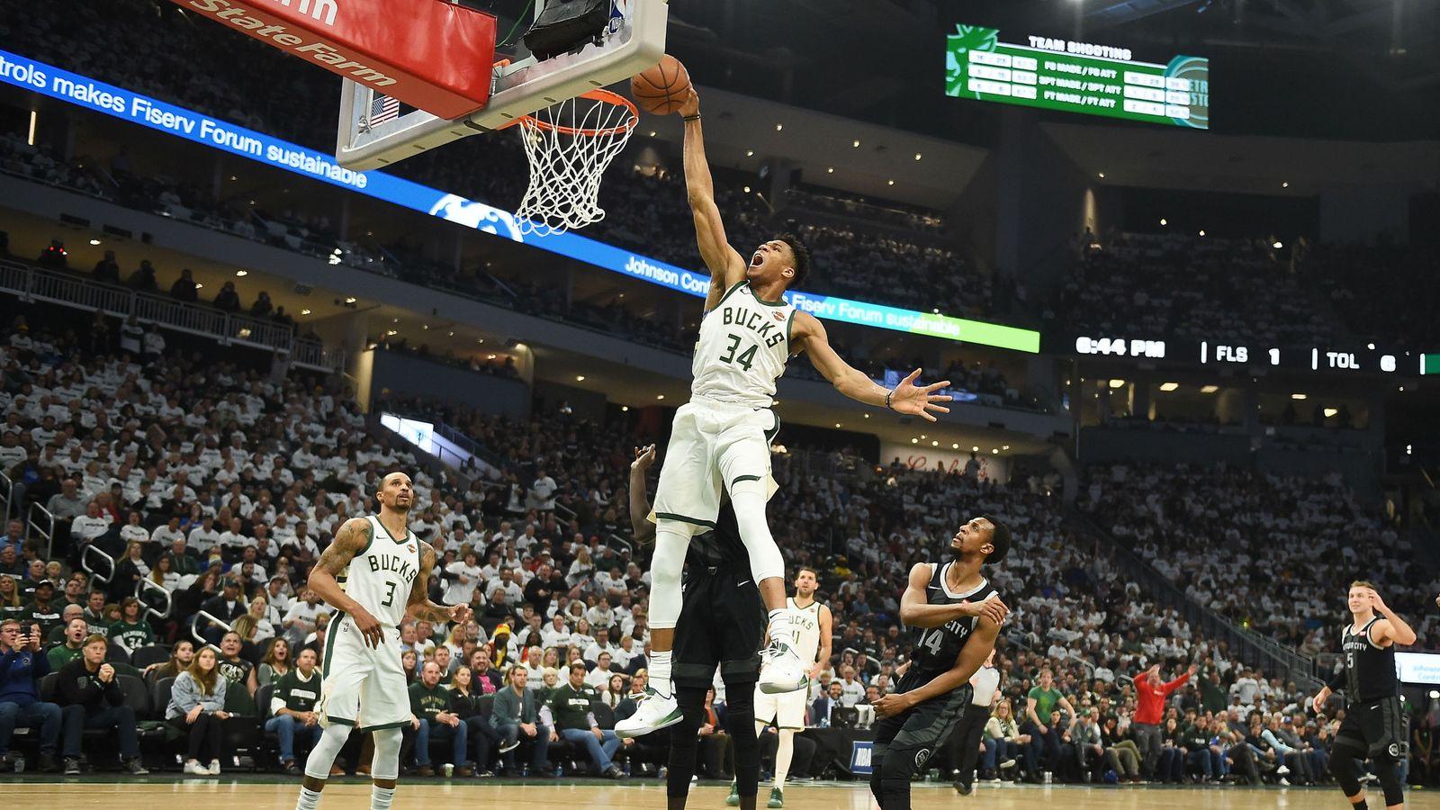 1600x900 Giannis Antetokounmpo takes off for incredible dunk during Milwaukee Bucks Game 1 victory over Detroit Pistons