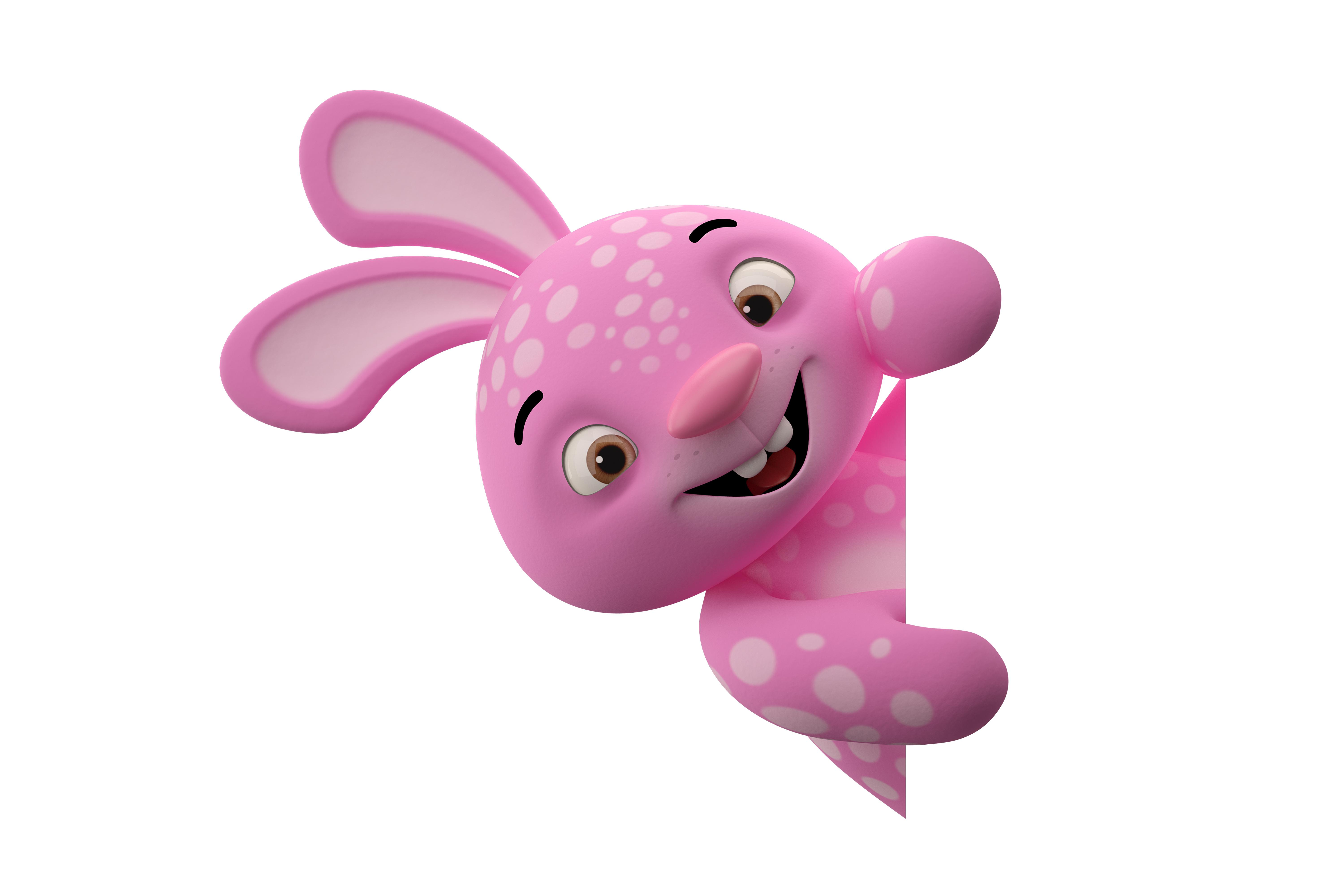 6000x4000 Download wallpaper character, monster, smile, rabbit, pink, funny, cute, section rendering in resolution 6000x4000