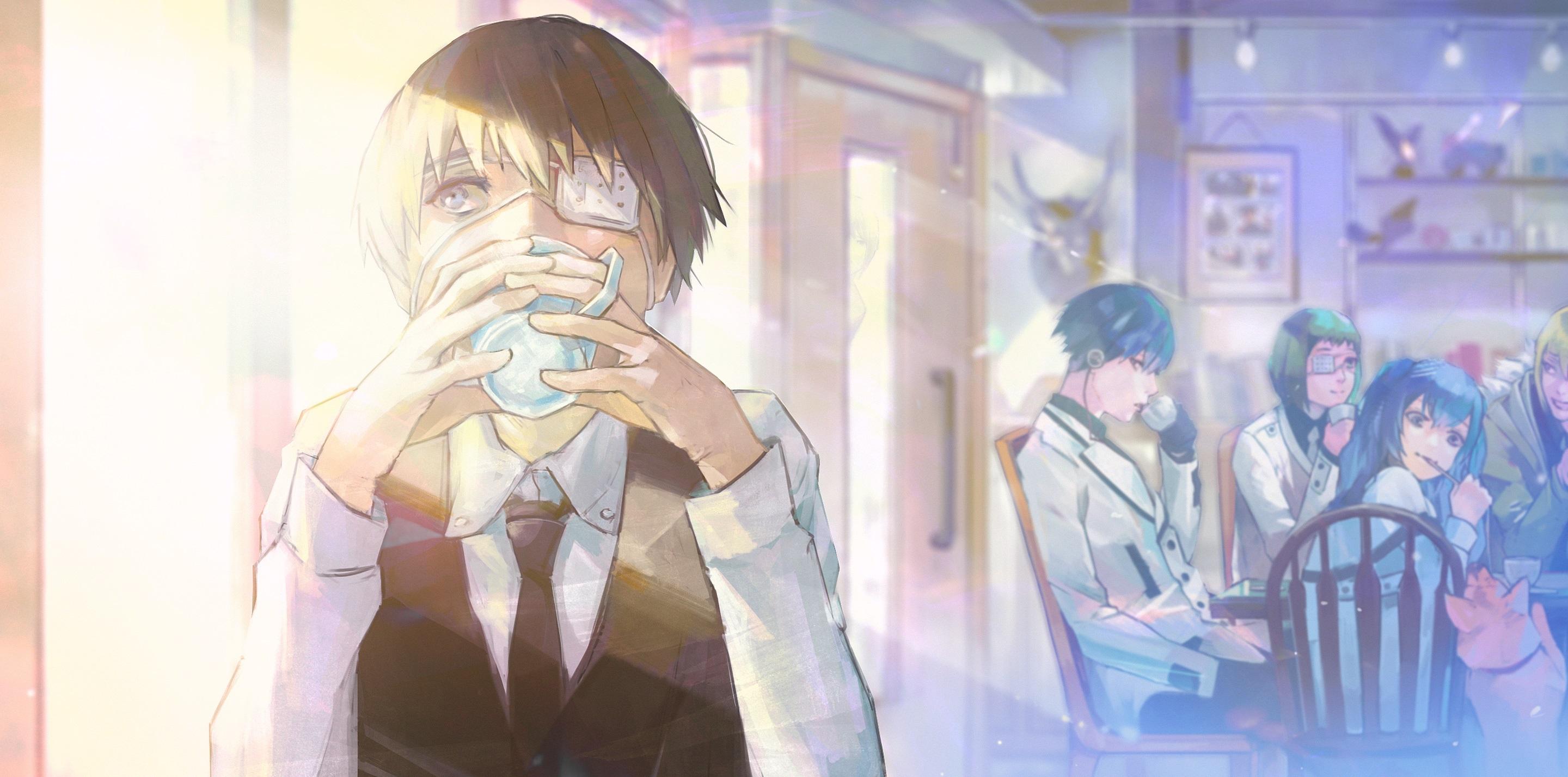 2880x1428 Tooru Mutsuki, Saiko Yonebayashi, Ken Kaneki, Ginshi Shirazu, Kuki Urie wallpaper