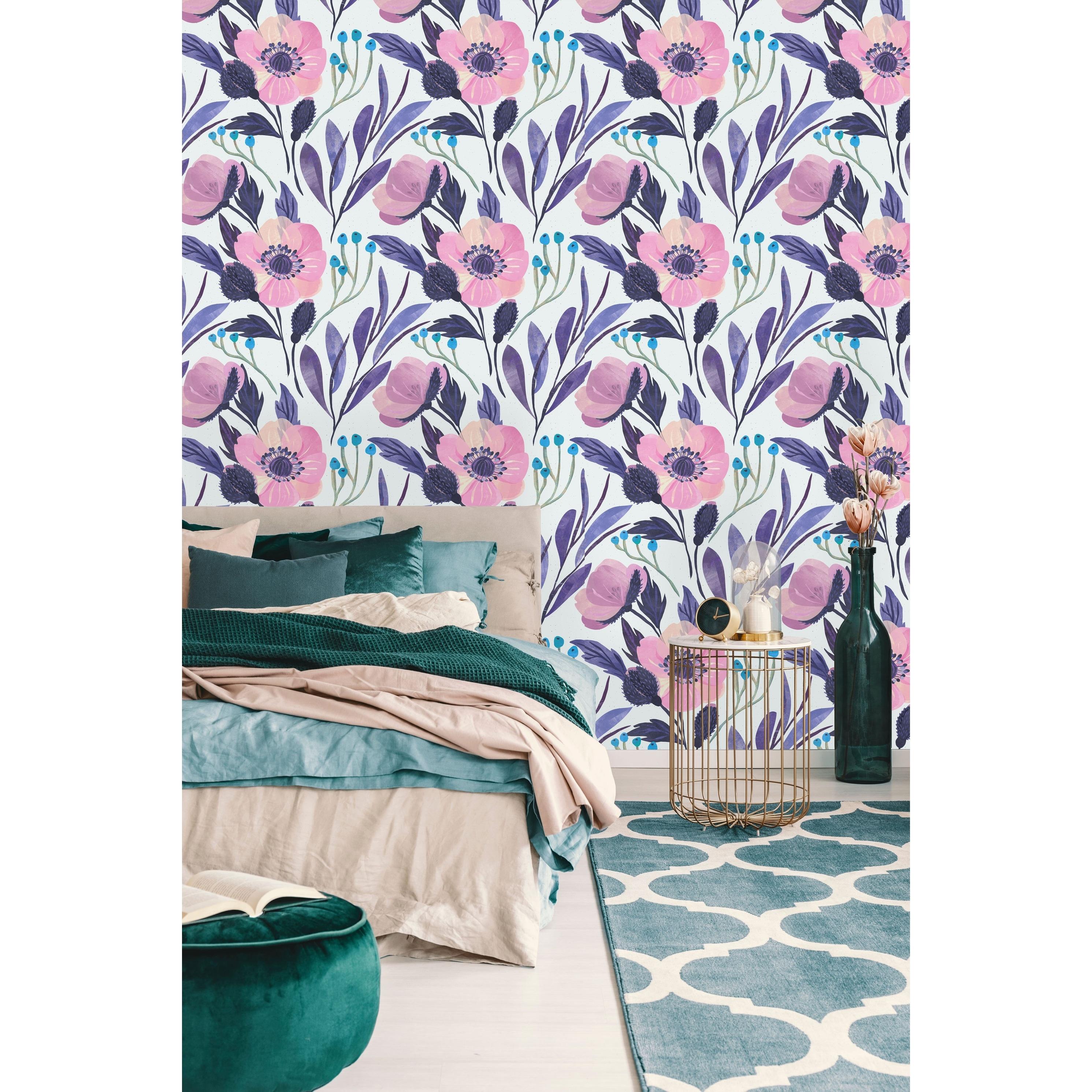2982x2982 Purple Flowers Peel and Stick Wallpaper