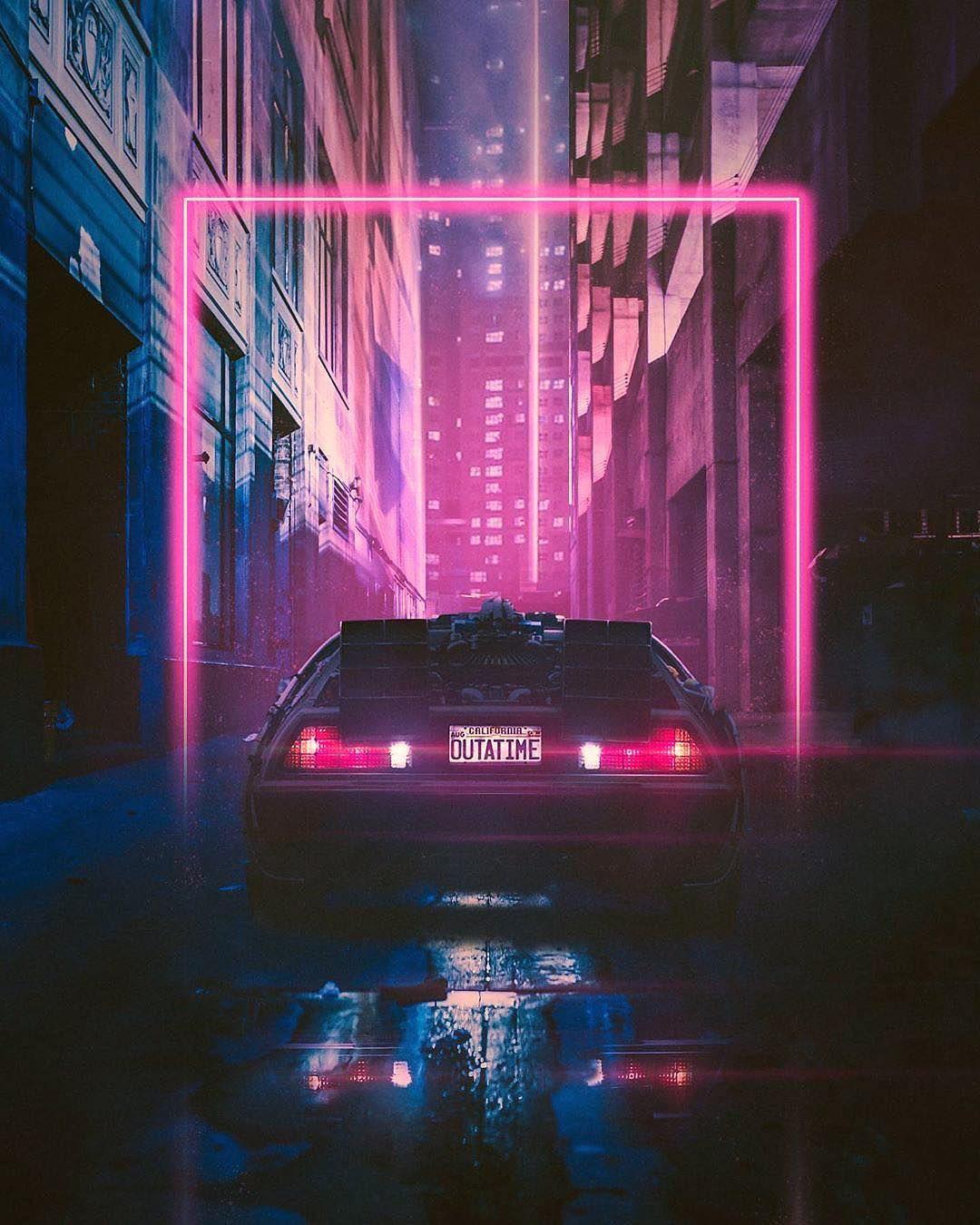 1080x1350 Retrowave Delorean PS4 Wallpaper