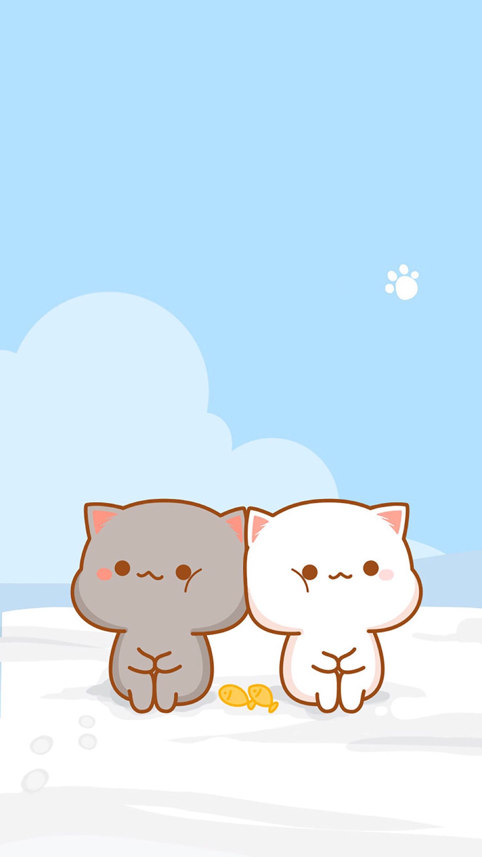 Kitty couple Wallpaper 4K Kawaii couple Peach and Goma 10102