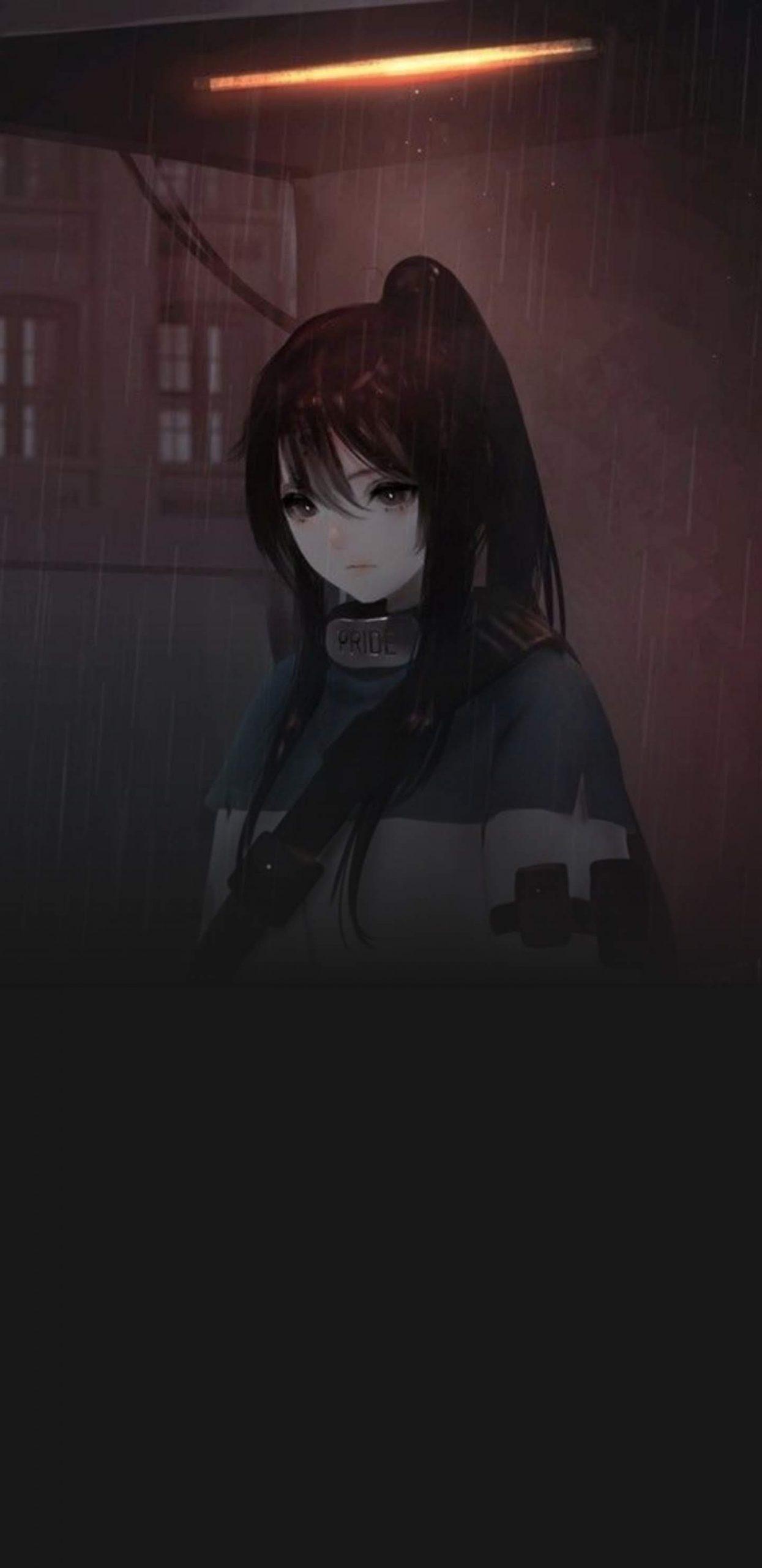 1245x2560 Cute Anime Depressed Girl Full HD For Mobile Download