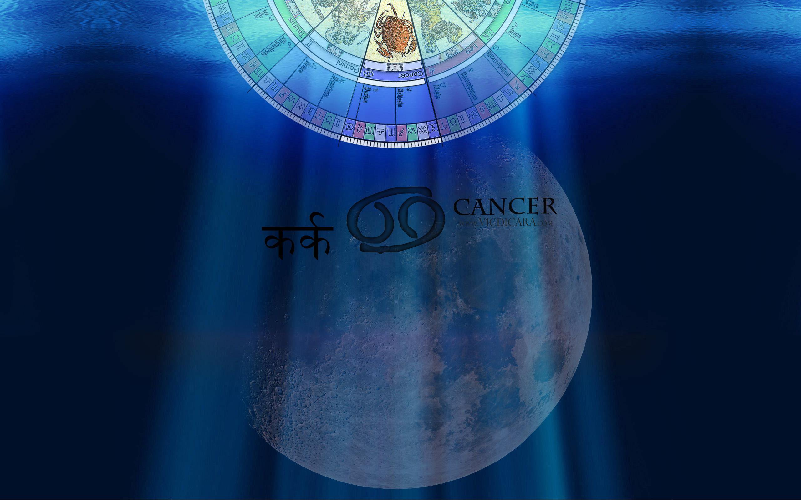 2560x1600 Zodiac sign cancer on the background of the moon Desktop wallpaper 2560x1600