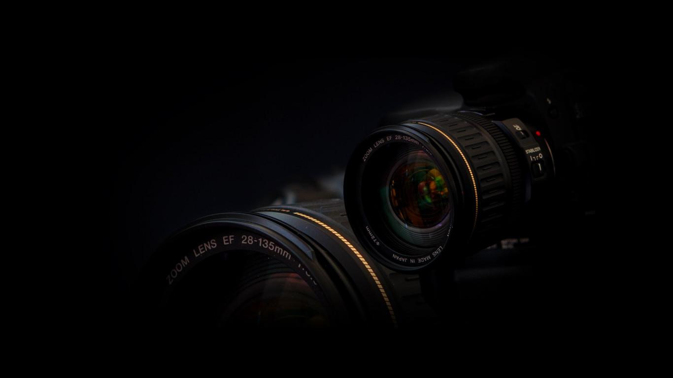 1366x768 Camera Black Background Desktop Wallpaper 34093
