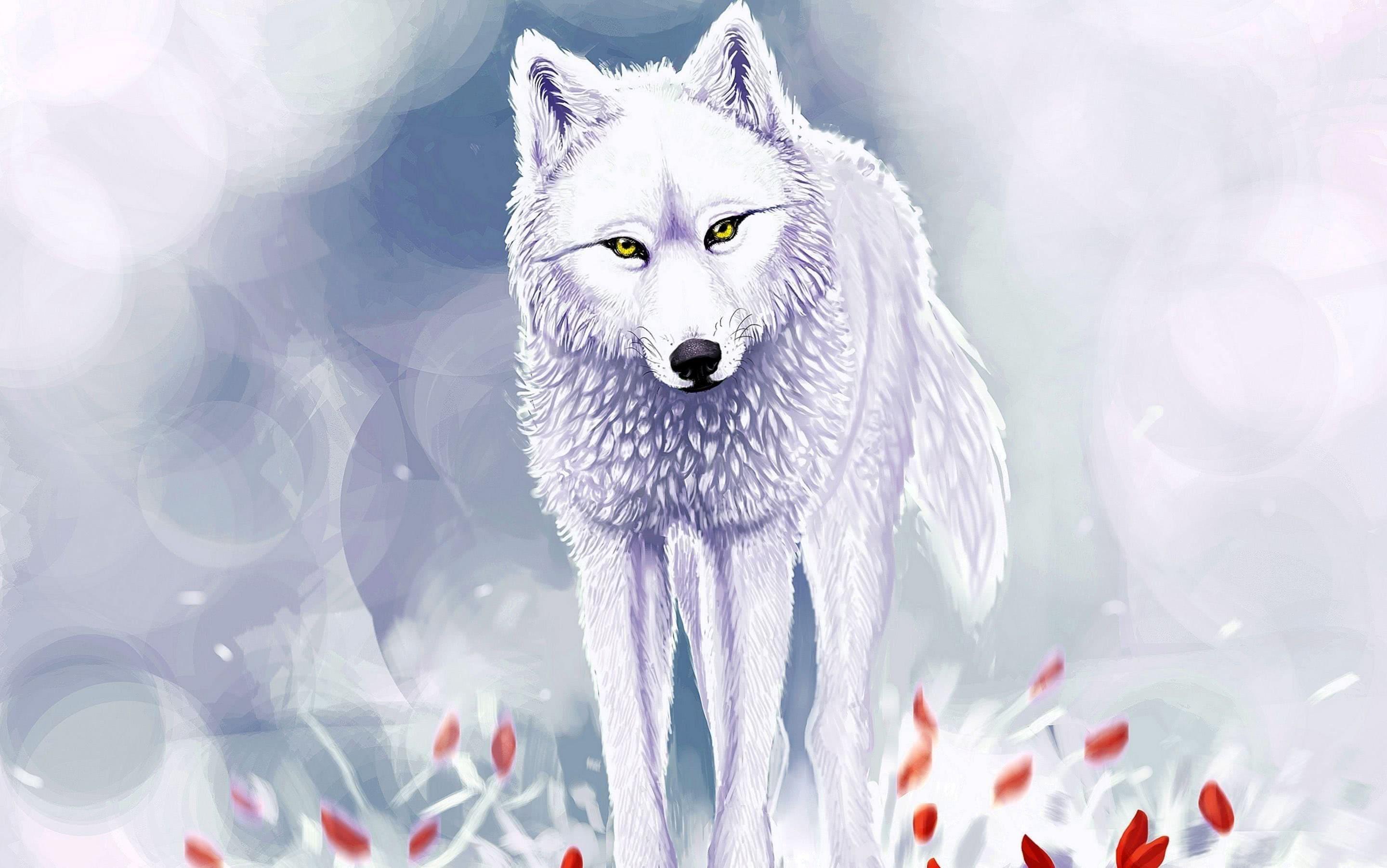 2880x1803 Wolf With Flower Wallpaper Wallpaper.pro