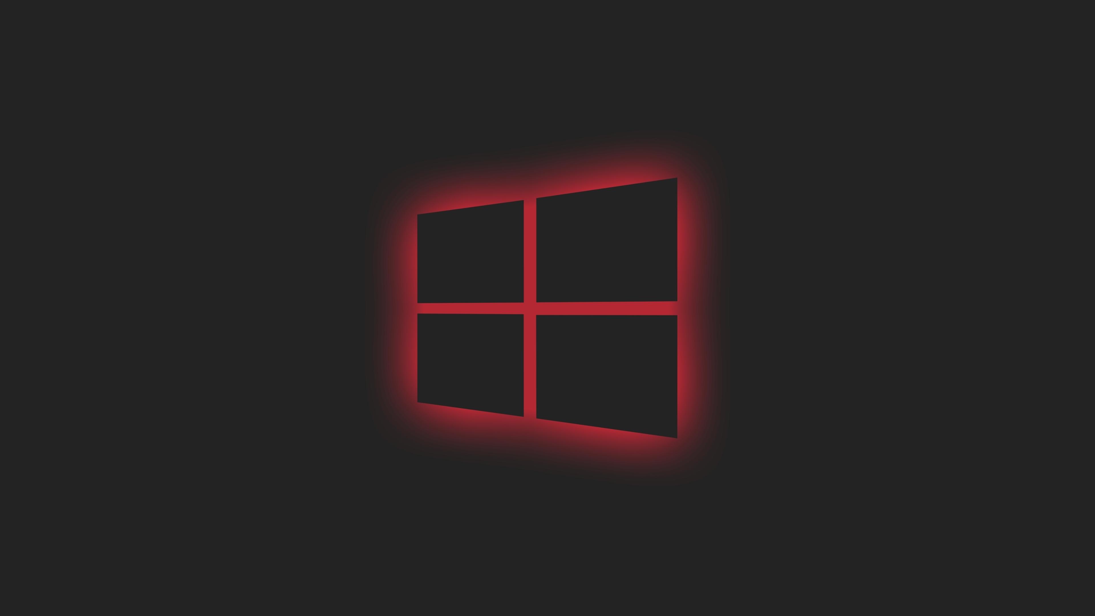 3840x2160 Windows 10 Logo Red Neon 4K Wallpaper, HD Hi Tech 4K Wallpaper, Image, Photo And Background