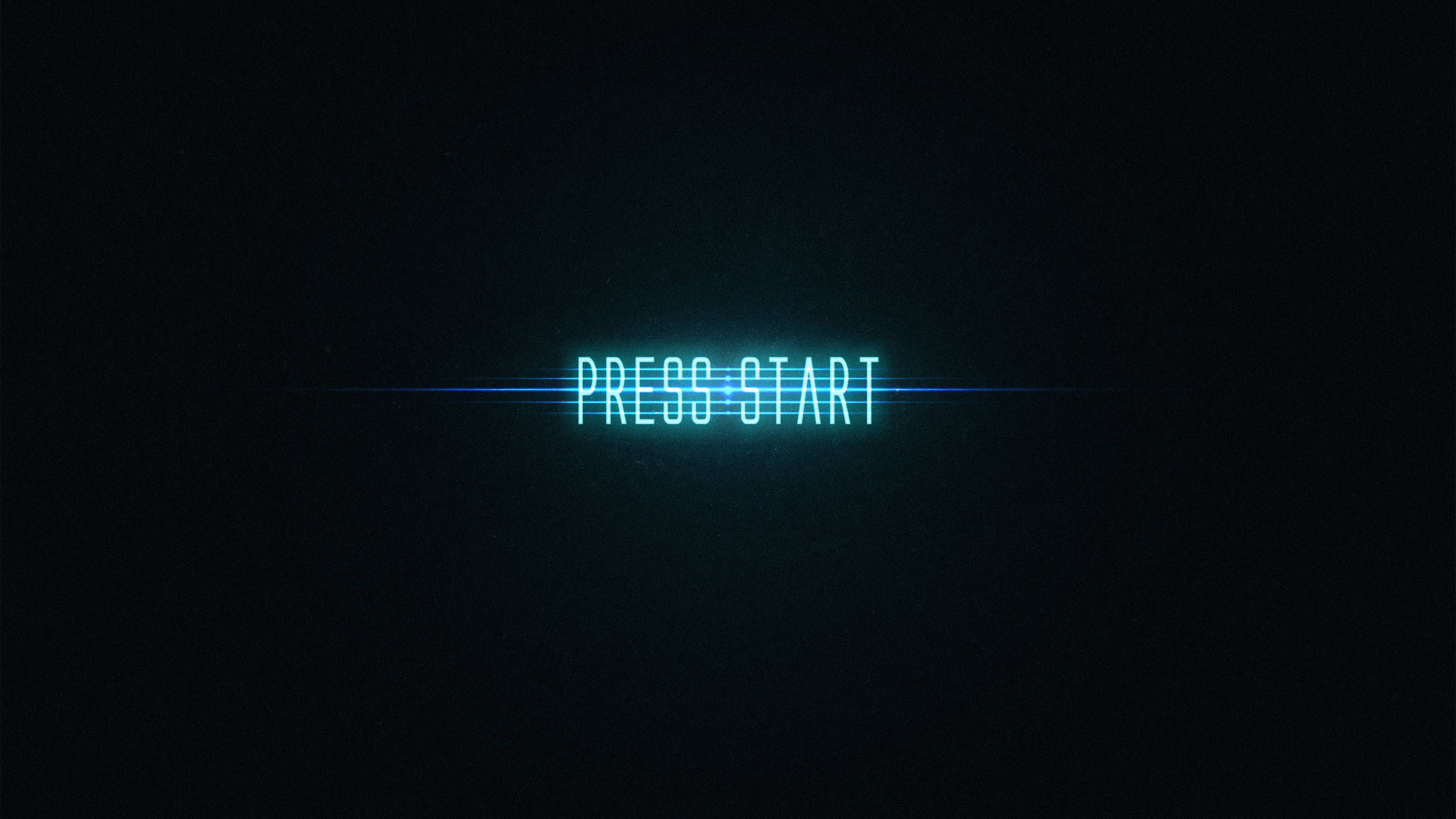 3840x2160 PRESS START Neon 4K Wallpaper