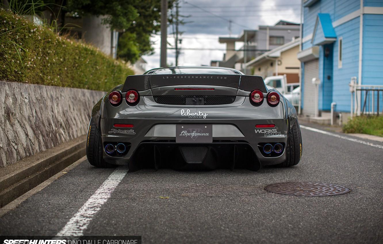 1332x850 Wallpaper street, Japan, Ferrari, rear view, Liberty Walk, LBW's F430 image for desktop, section ferrari