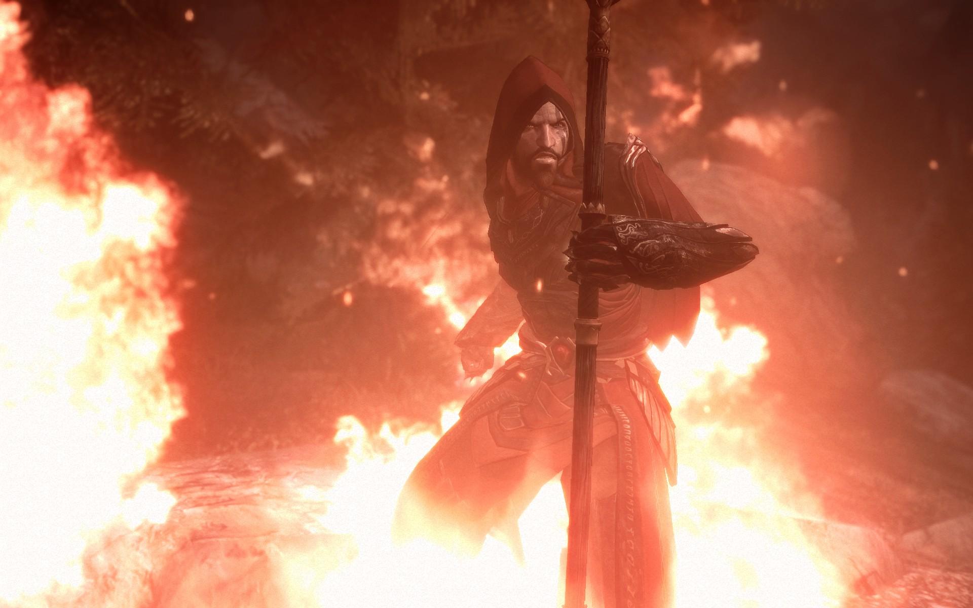 1920x1200 Fire mage on fire at Skyrim Nexus and Community