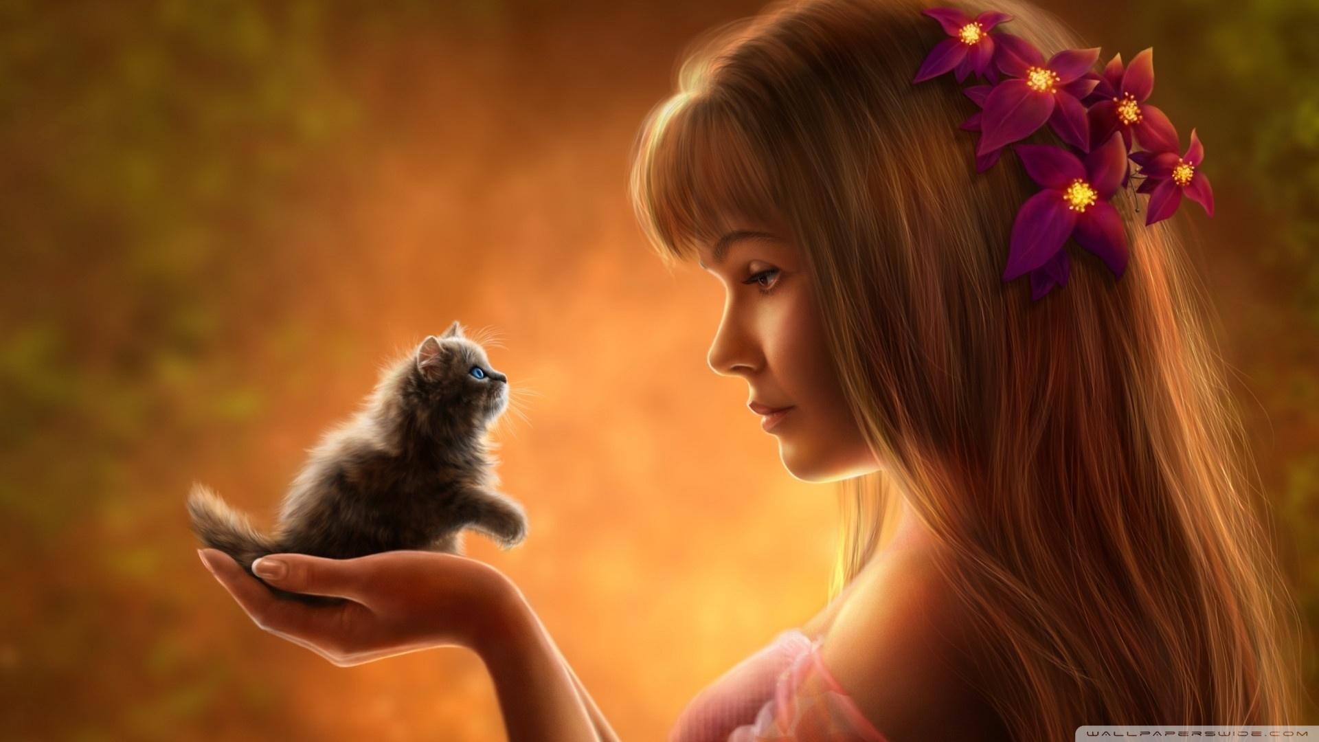 1920x1080 Realistic Kitten Drawing Ultra HD Desktop Background Wallpaper for 4K UHD TV : Tablet