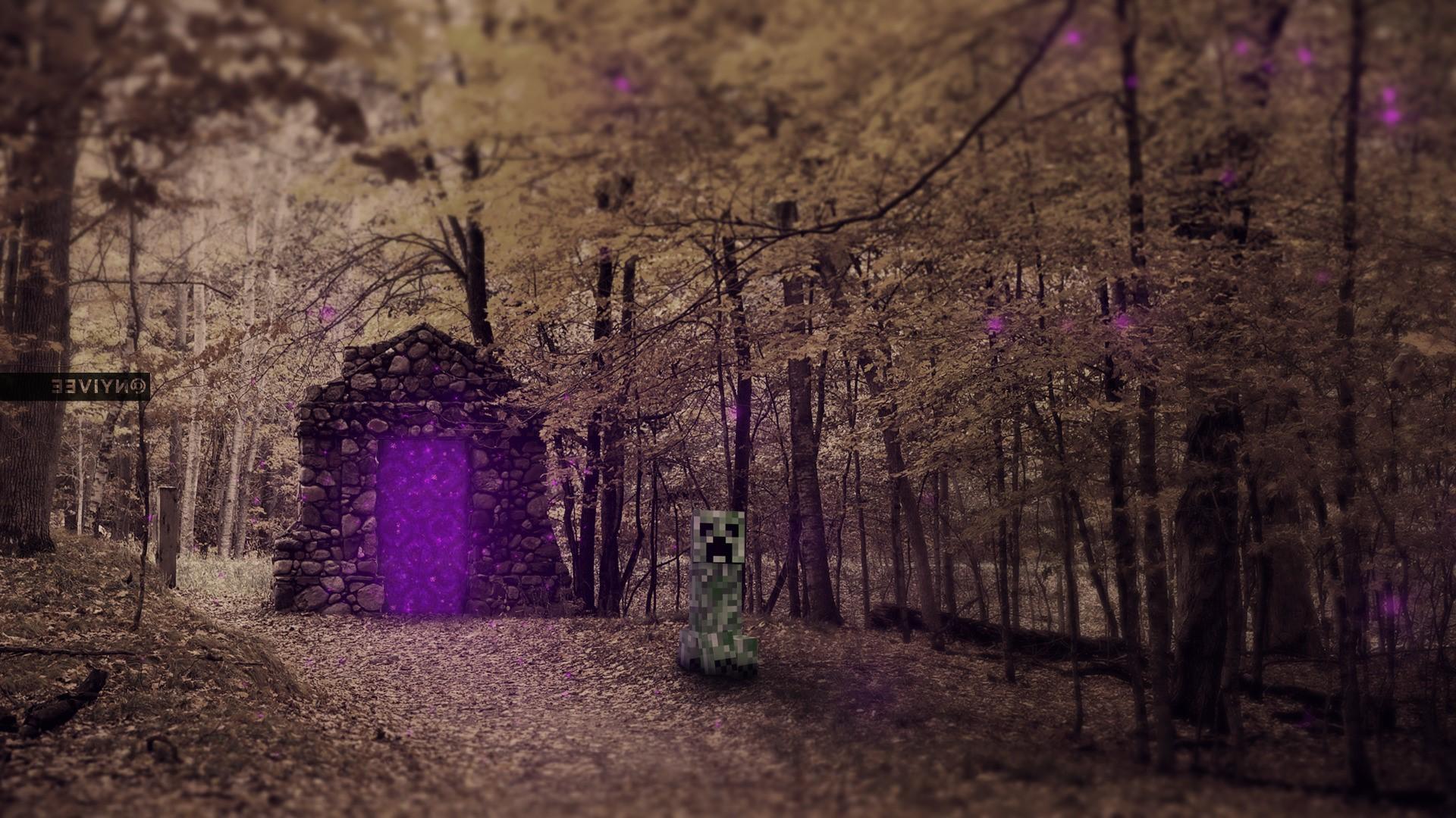 1920x1080 1920x1080 minecraft creeper video games realistic landscape nature nether portal wallpaper JPG 574 kB