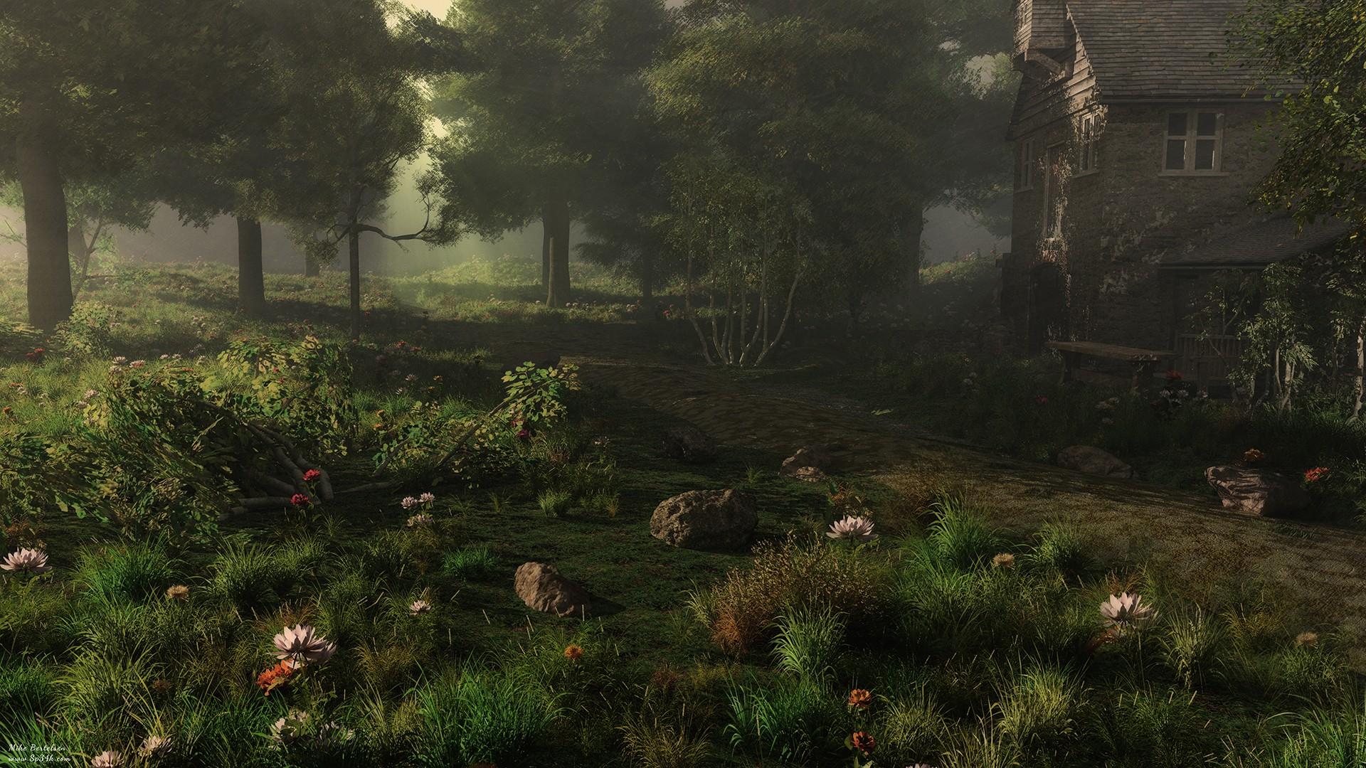 1920x1080 landscapes, nature, home, realistic, render, 3D, Vue, rendering, sp34k, way wallpaper