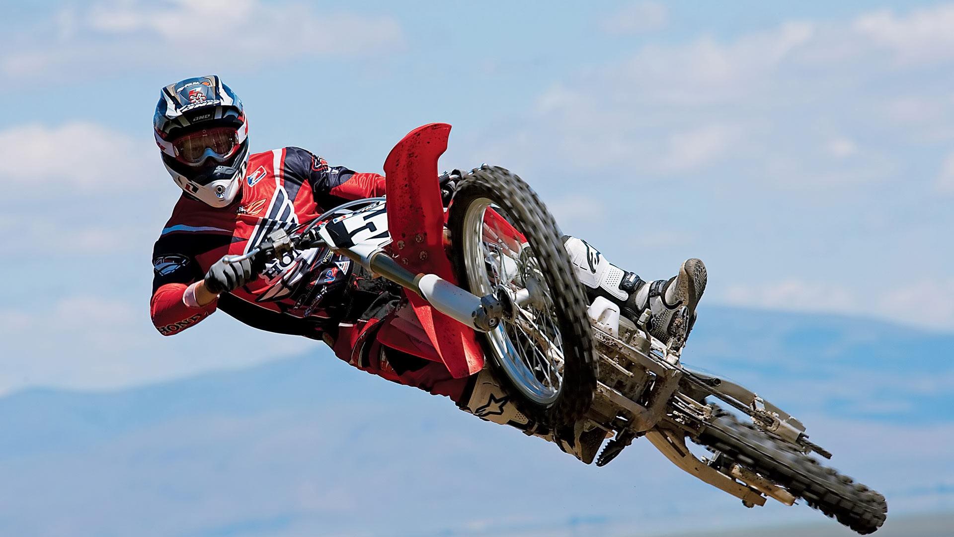 1920x1080 Wallpaper Bike, Helmet, Trick Bike In Mid Air